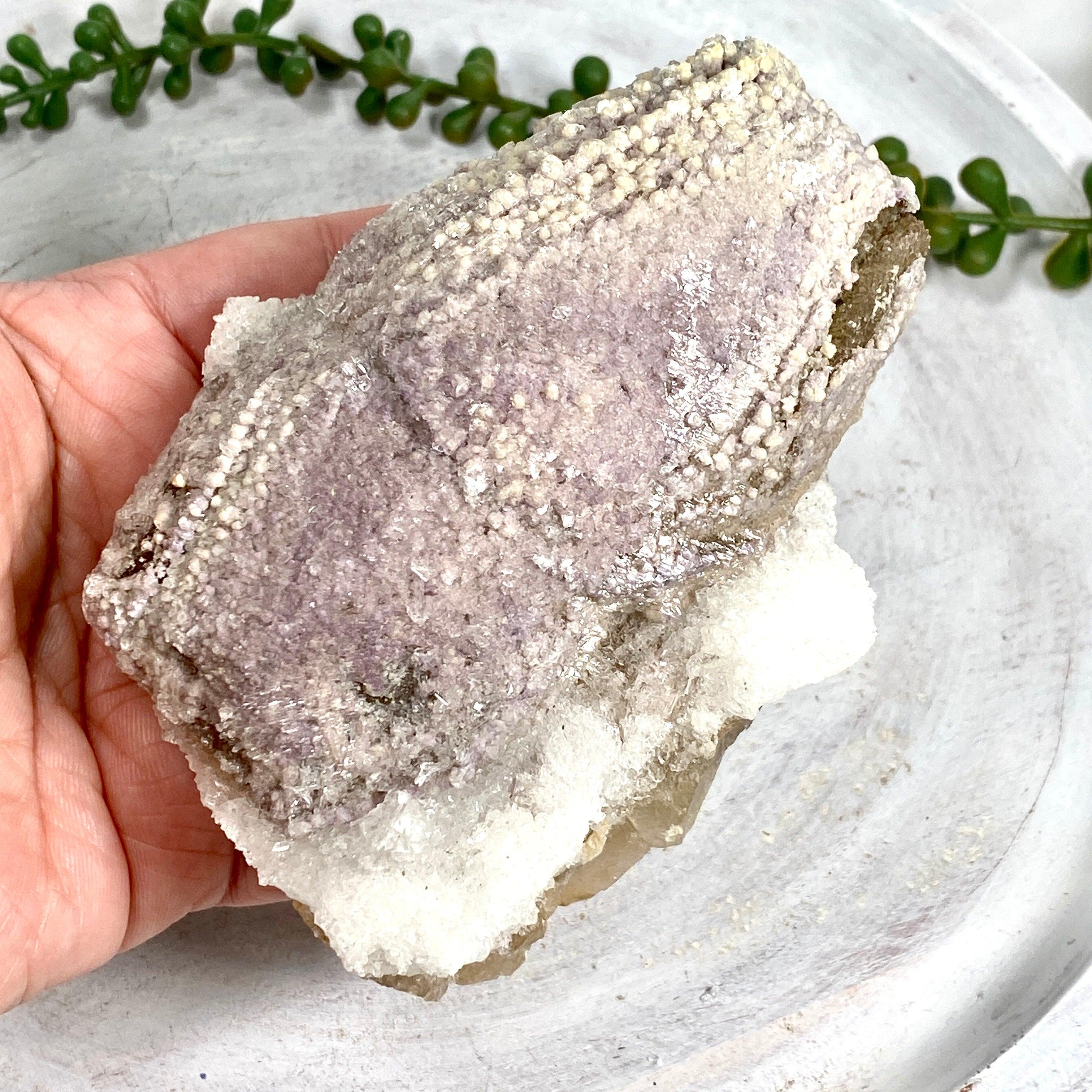 Natural Fluorite on Calcite Crystal Specimen - FQC 05 - Mineral Collection, Healing Stone & Home Decor for Meditation & Energy Work