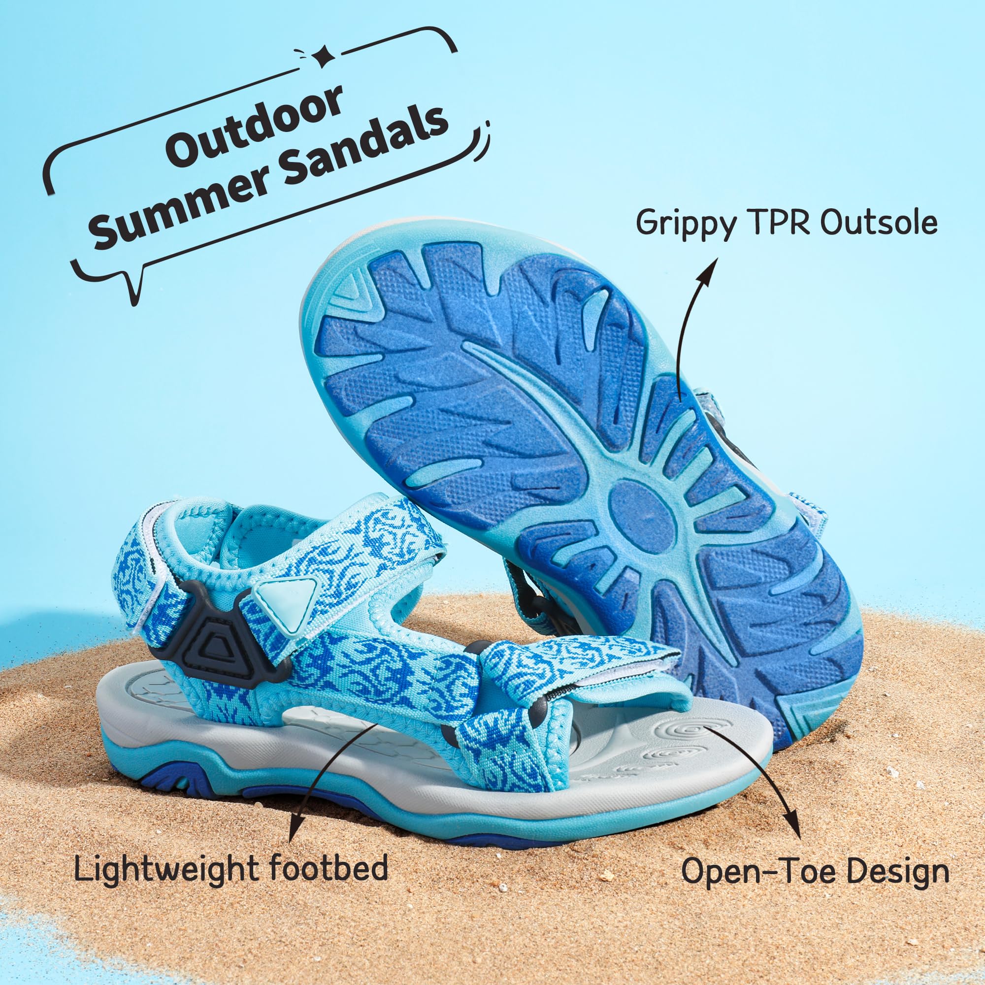 **DREAM PAIRS Kids Lightweight Adjustable Strap Sandals for Boys & Girls – Breathable Summer Beach Shoes for Toddler, Little Kid & Big Kid – Perfect for Outdoor Play, Pool & Vacation**