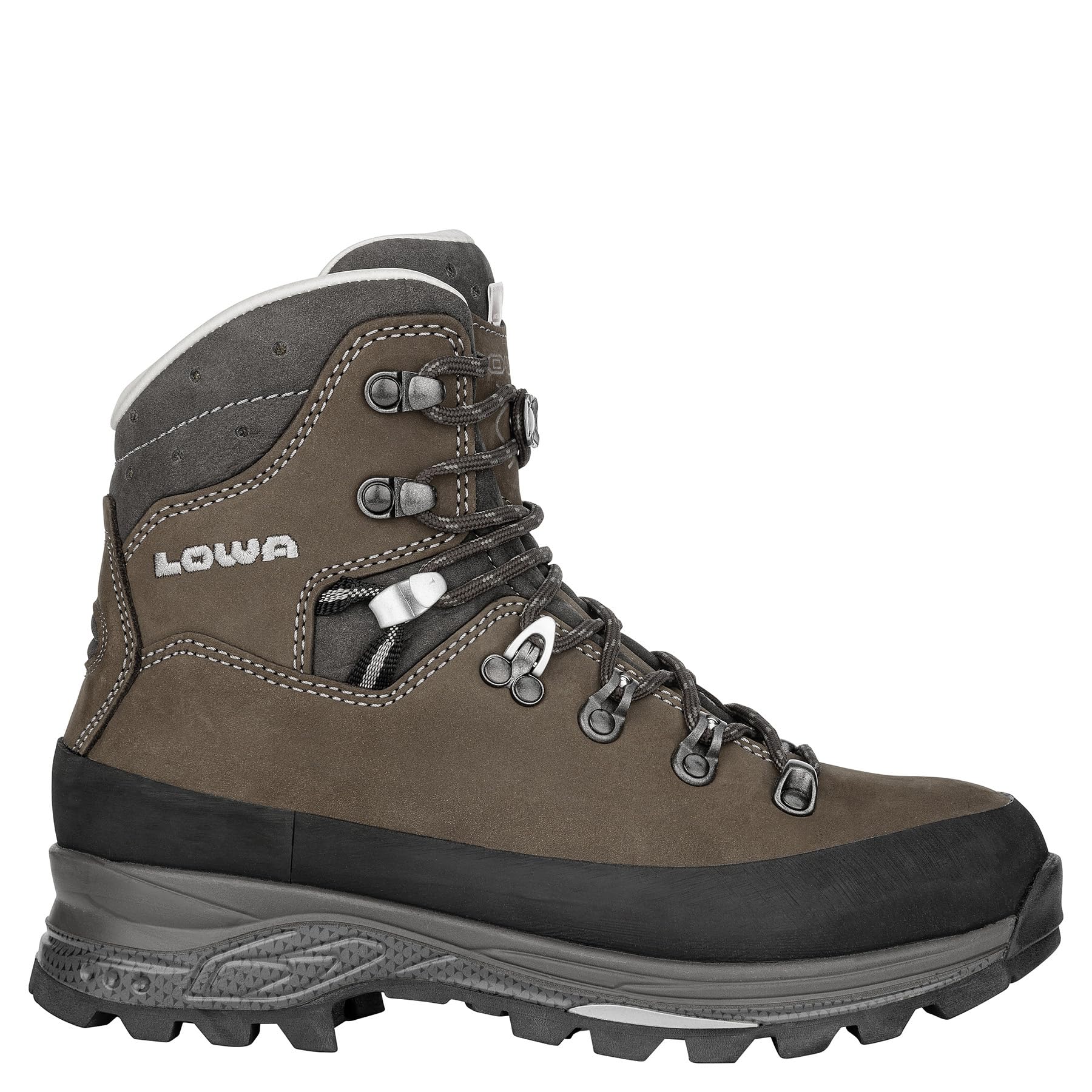 LOWA Women's Tibet LL Nubuck Leather Hiking Boots - Dark Brown/Slate - Size 5 US - Waterproof & Durable for Outdoor Adventures, Trekking & Travel