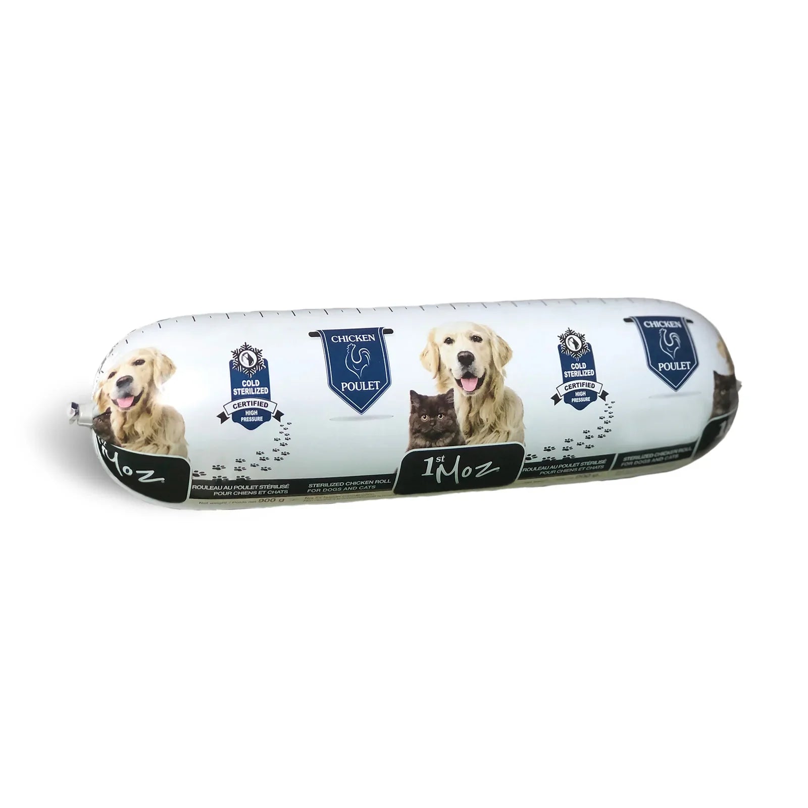 1st Moz Premium Raw Dog & Cat Food Roll - Chicken Recipe | Grain-Free, High-Protein Pet Food for Dogs & Cats | Perfect for Mealtime, Training Treats & Raw Diet Plans