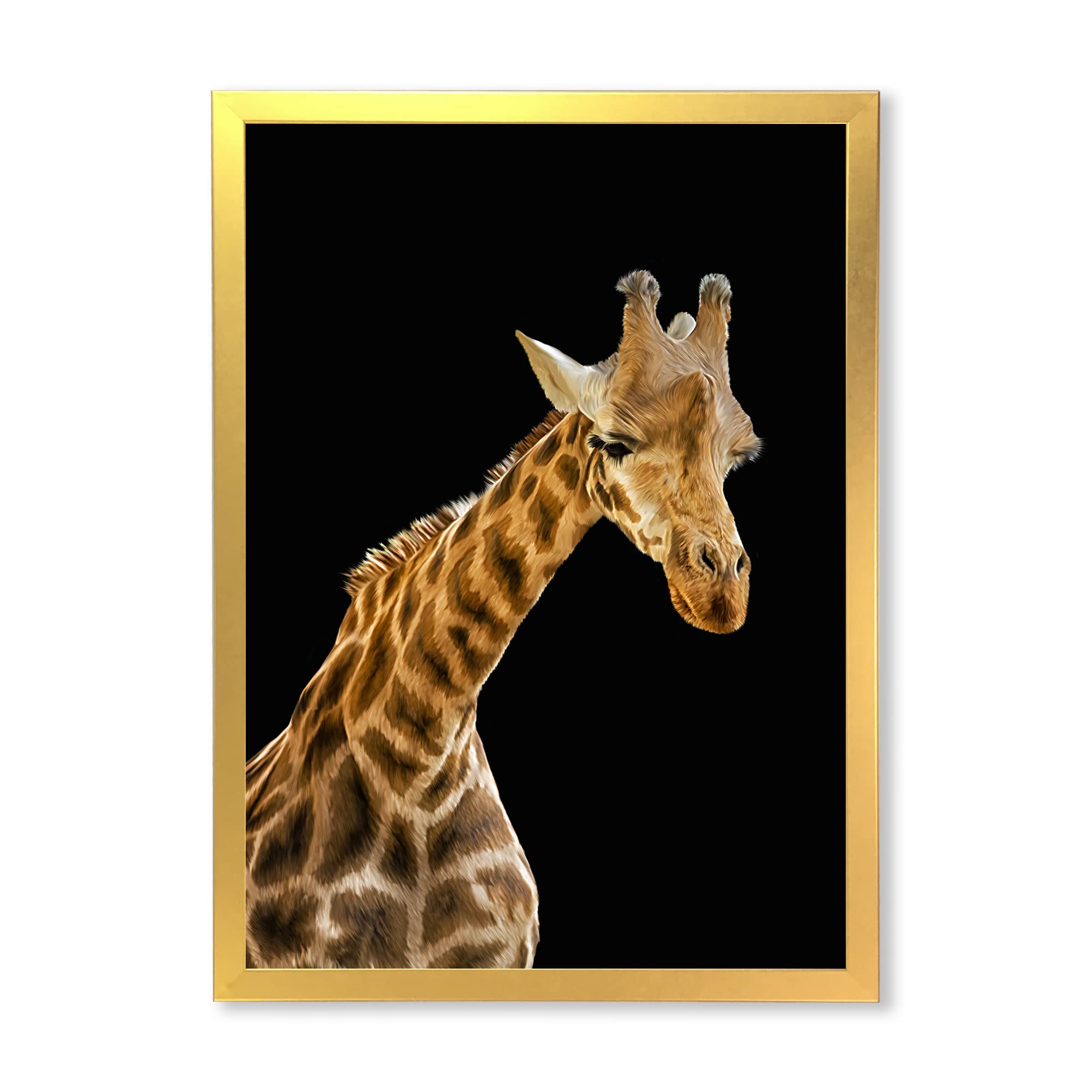 DesignQ Giraffe Portrait VI - Farmhouse Framed Wall Art Decor for Living Room, Bedroom & Office - Rustic Animal Painting for Home & Office Decoration