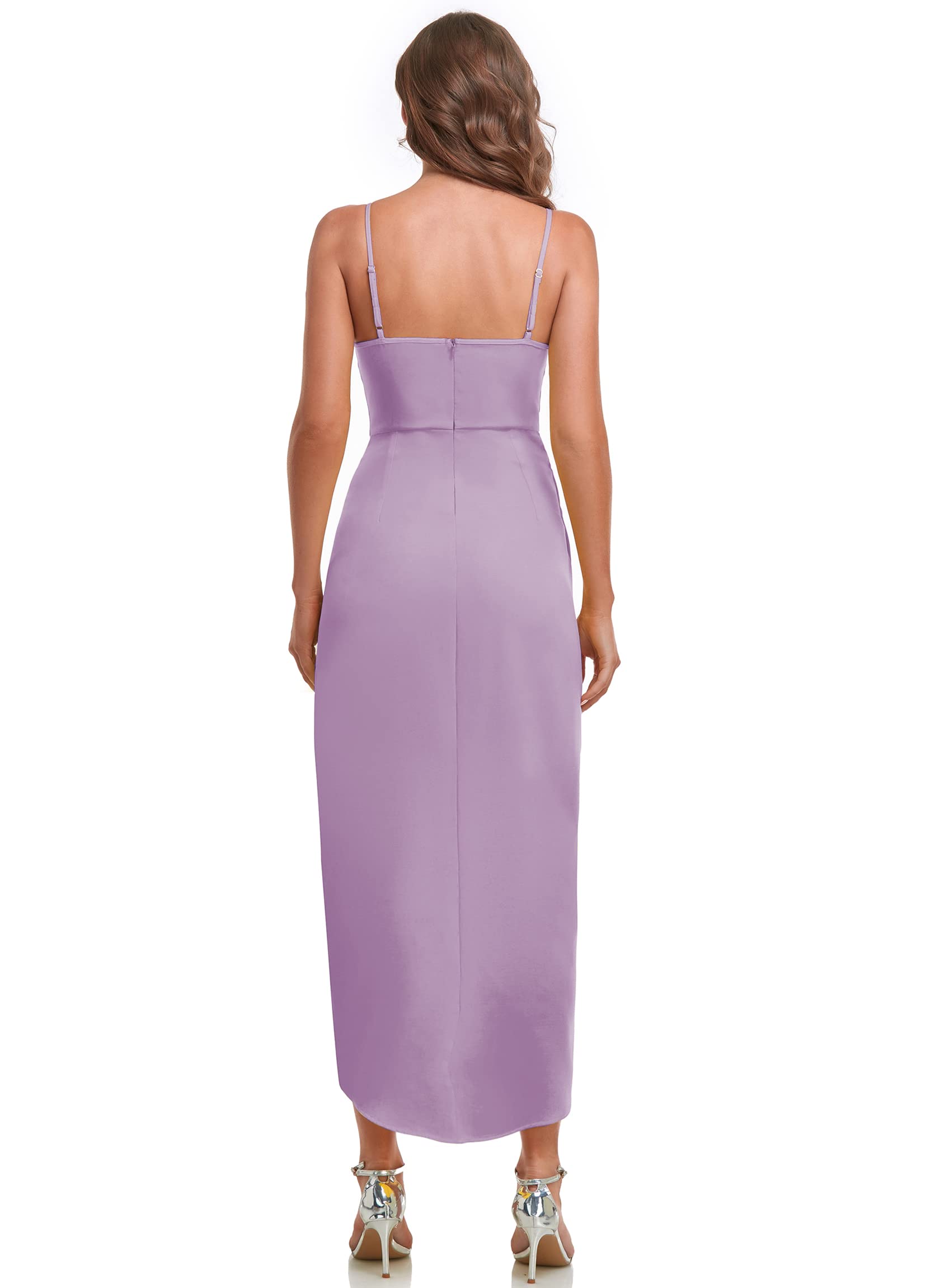 Aigeman Women's Spaghetti Strap Backless Satin Maxi Dress - Elegant Summer Wedding Guest & Cocktail Party Dress for Beach Vacations & Date Nights 7291
