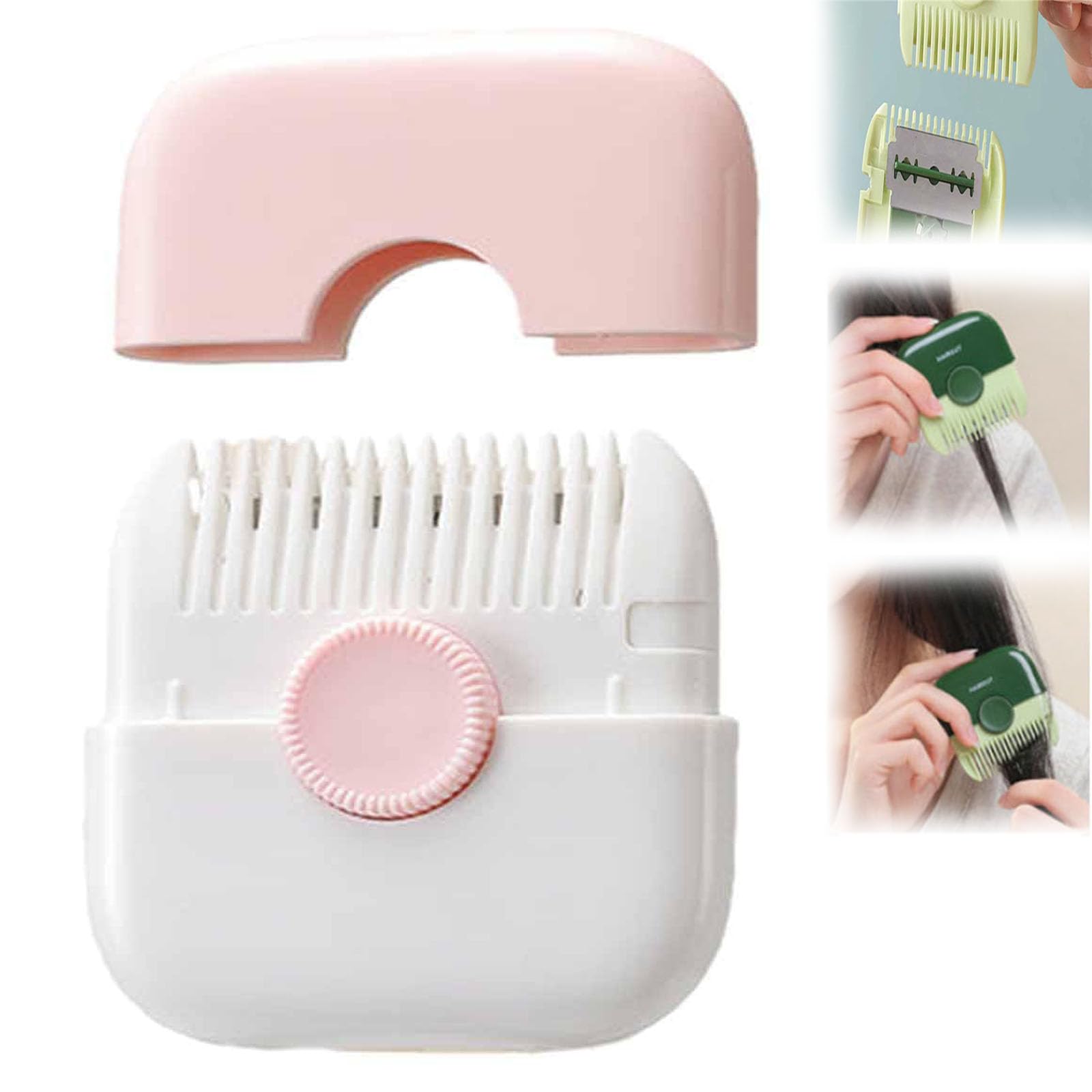 Behound 2-in-1 Hair Trimmer & Clipper Comb - Multifunctional Hair Cutting Kit for Women & Men, Portable Manual Hairdressing Tool (Pink) - Perfect for Home Use, Travel & DIY Haircuts