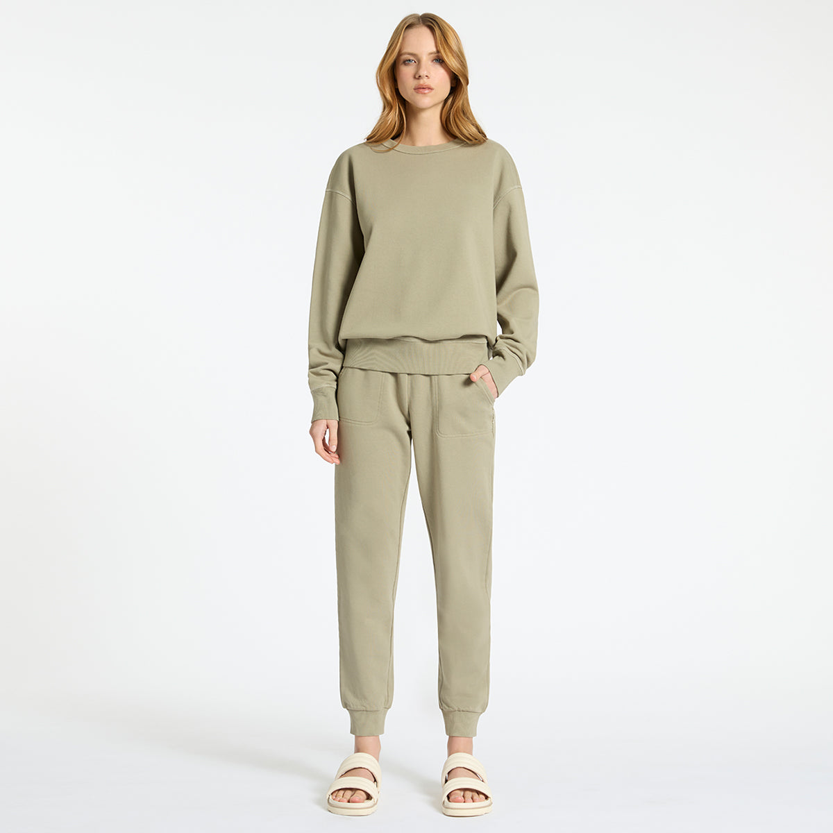 As You Wake Women's High-Waisted Track Pants - Soft Washed Sage Green Joggers for Yoga, Running & Lounge Wear | Comfortable Athletic Pants for Workouts & Casual Outfits
