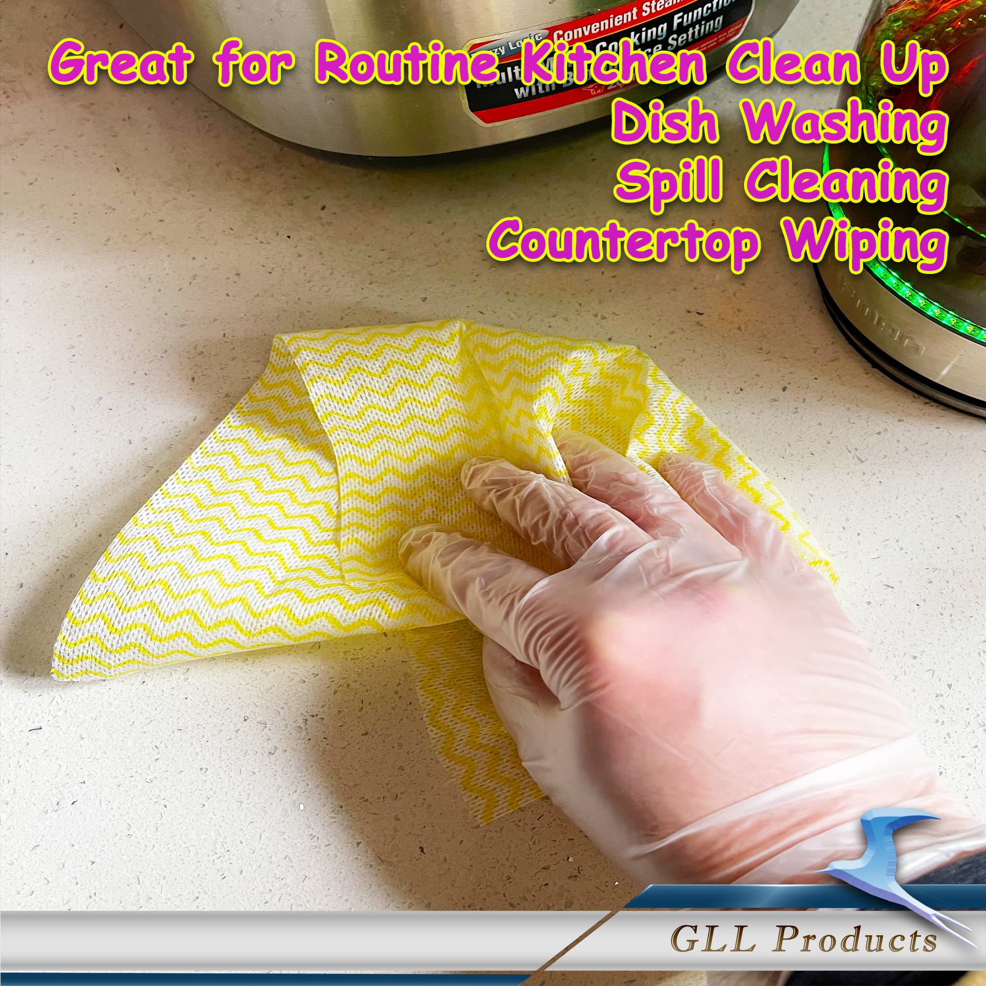 GLL Disposable Cleaning Cloths Roll - 2400 Sheets (48 Rolls) | Multi-Purpose Wipes for Kitchen, Bathroom, Car & Furniture Cleaning | Ideal for Spills, Dusting & Quick Cleanups