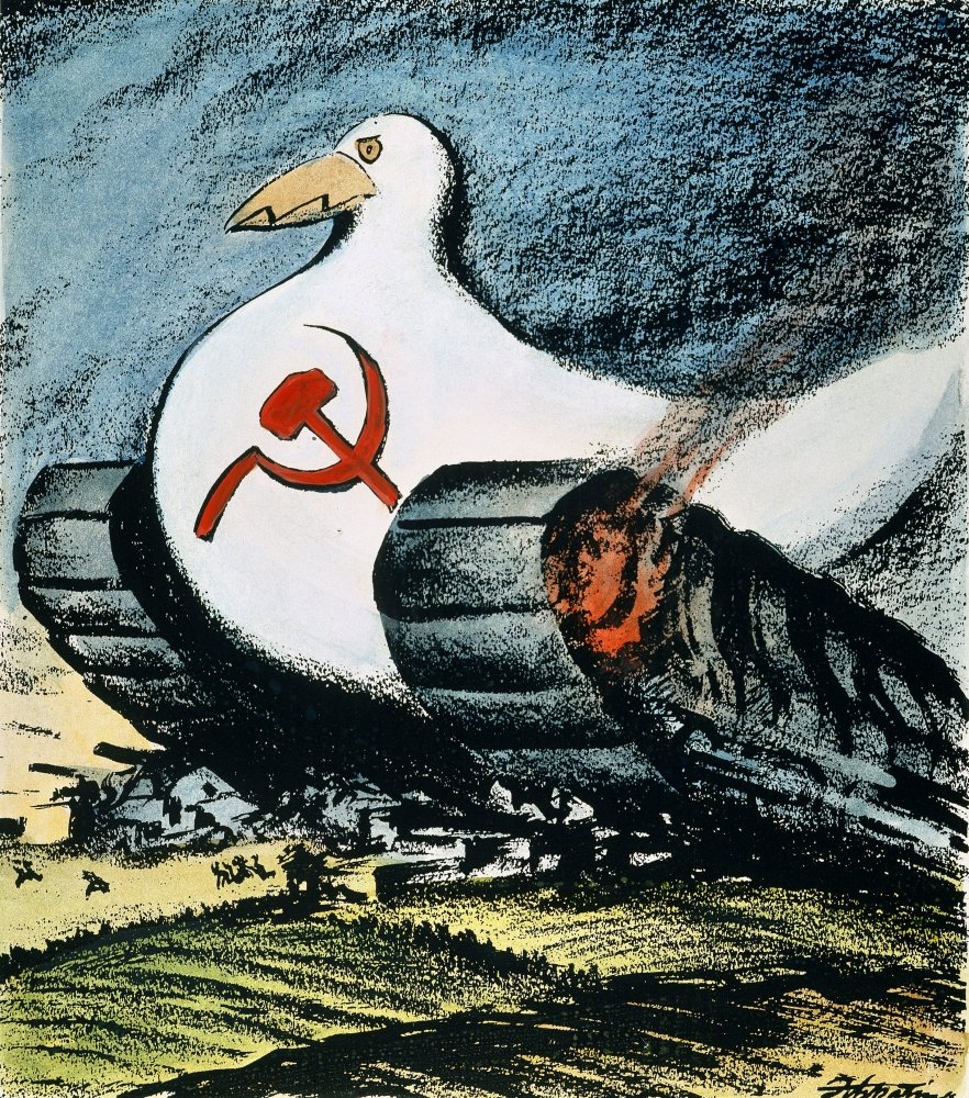 1950 Korean War Propaganda Cartoon Poster - Vintage Political Art for History Enthusiasts