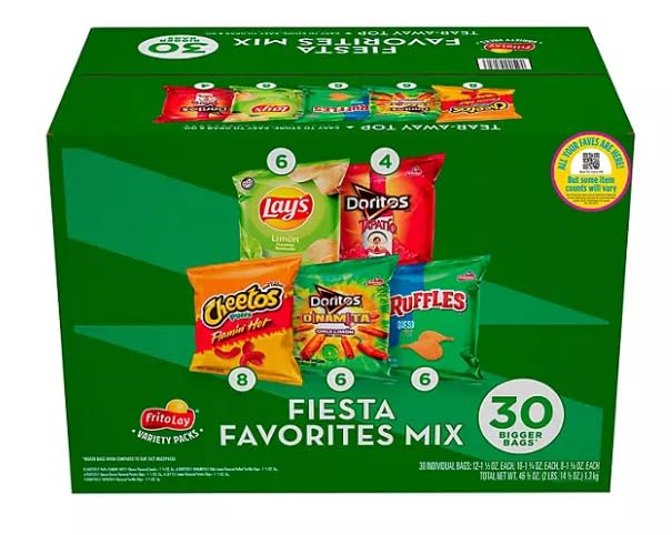 Frito-Lay Fiesta Variety Pack - 30 Bags of Assorted Chips for Parties, Snacking & Gatherings | Perfect for Game Nights, BBQs & Office Events