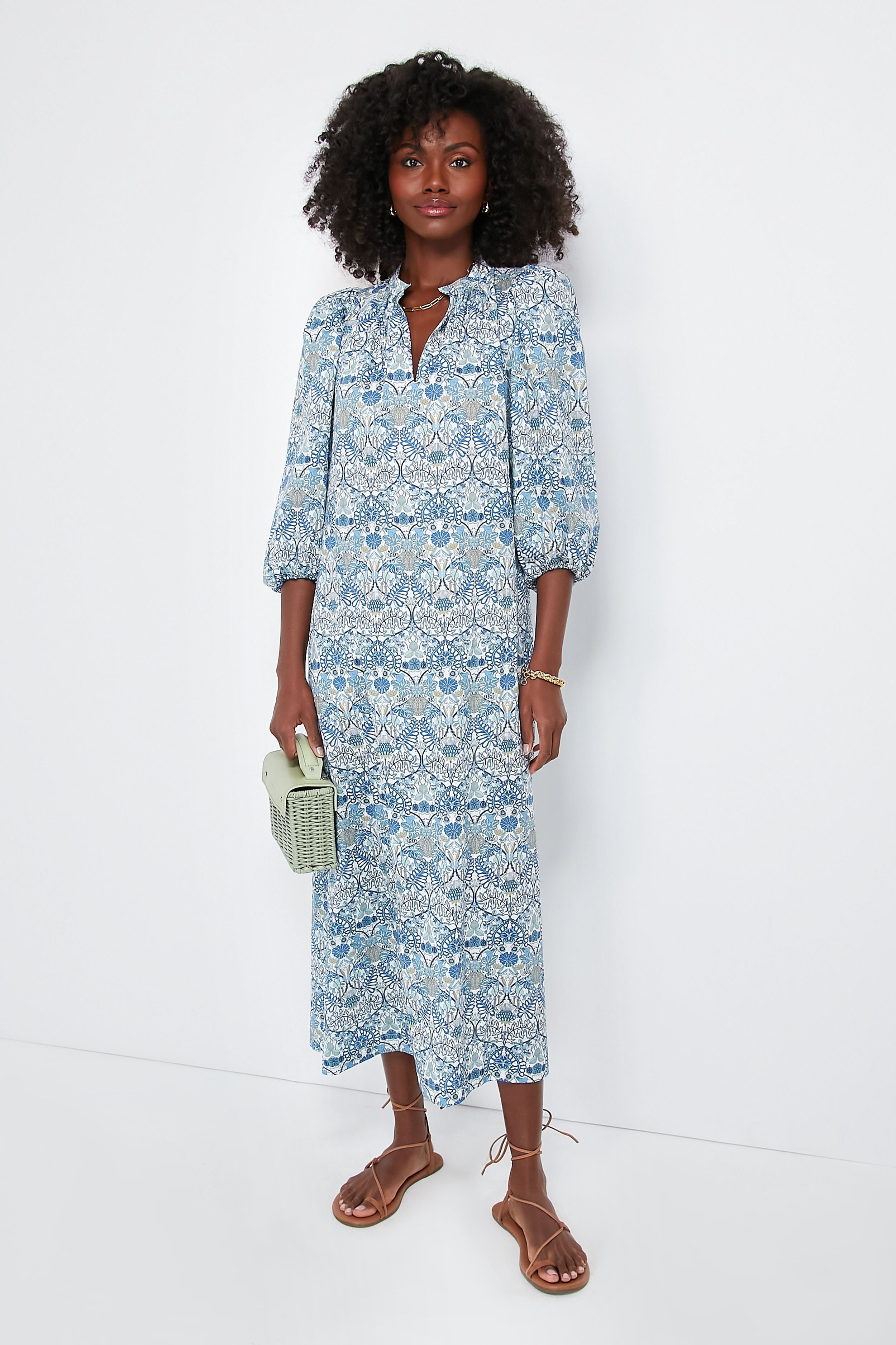 Blue Morris Allotment Maya Dress - Floral Print Summer Maxi Dress for Women | Boho Chic Beach Dress, Vacation & Party Wear