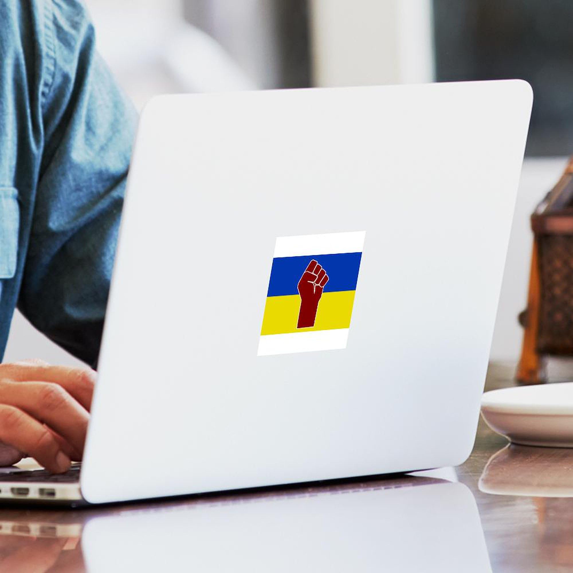 Ukrainian Flag with Fist Car Bumper Sticker - Patriotic Vinyl Decal for Cars, Laptops & Windows - Show Support for Ukraine | Durable Waterproof Decal for Outdoor Use