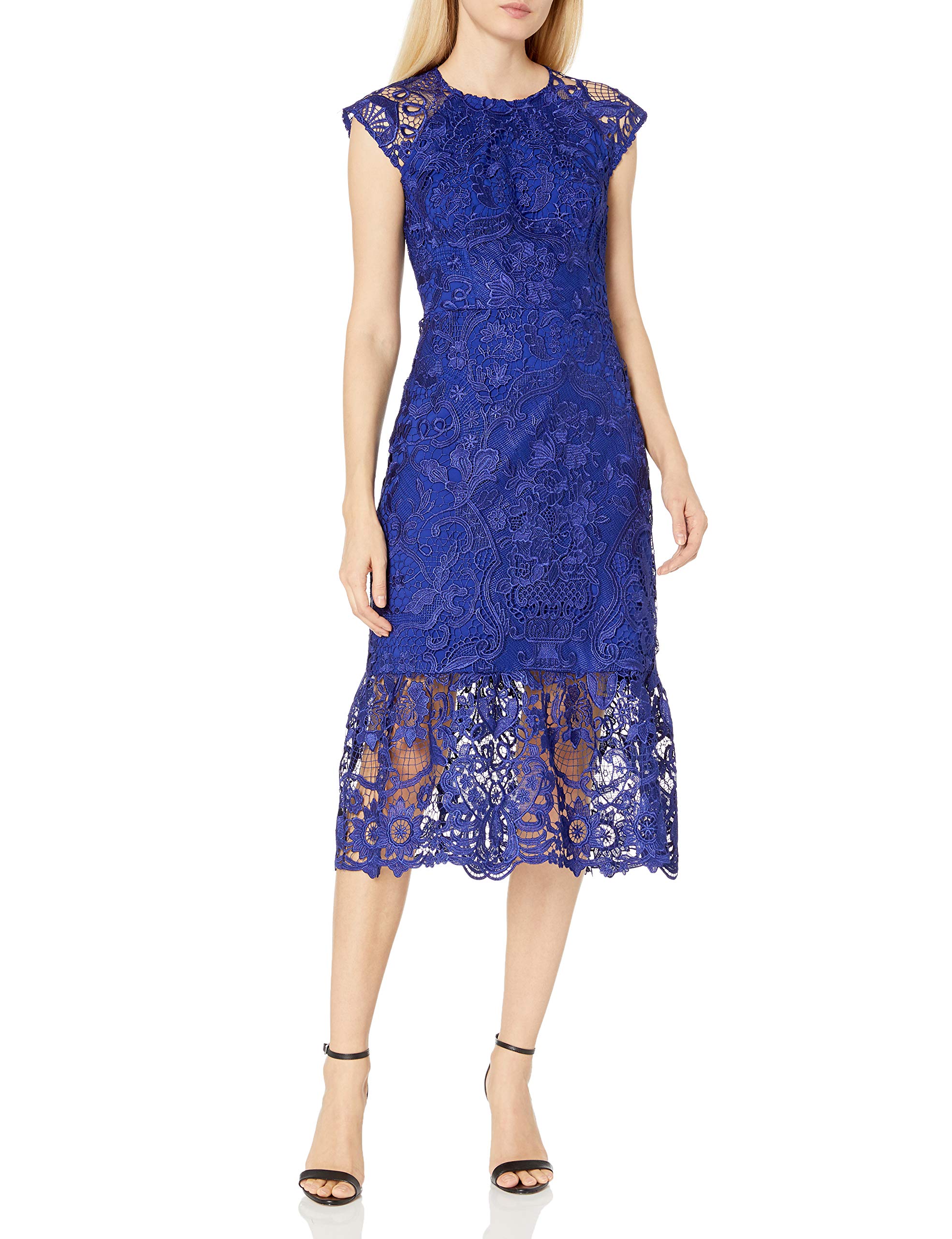 Shoshanna Women's Cally Dress - Floral Print Summer Midi Dress with Short Sleeves | Perfect for Beach Vacations, Garden Parties & Date Nights
