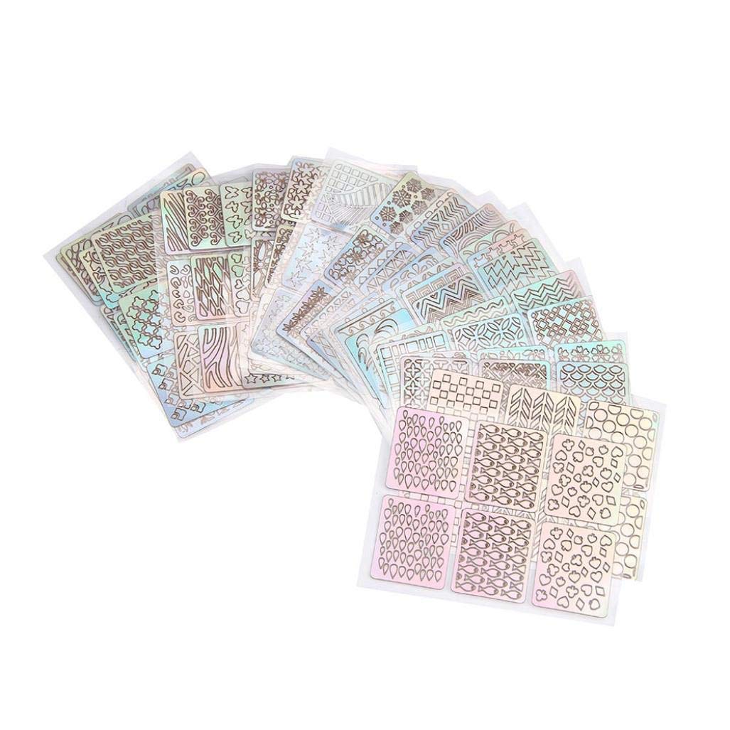 Reusable Hollow Grid Nail Stencils - 18 Sheets Irregular Manicure Templates for Acrylic Nails | DIY Nail Art Design & Professional Salon Use