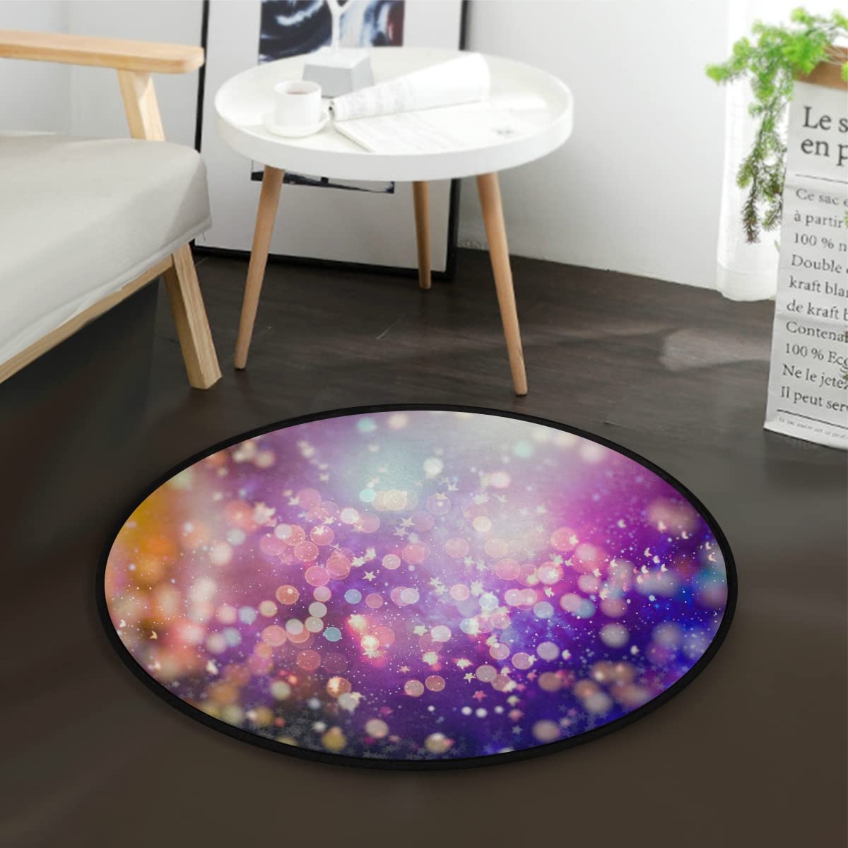 Modern Christmas Round Area Rug 3.6x3.6 ft - Non-Slip Holiday Decor for Dining Room, Entryway, Foyer, Living Room & Bedroom - Perfect for Festive Home Decorations & Cozy Winter Gatherings