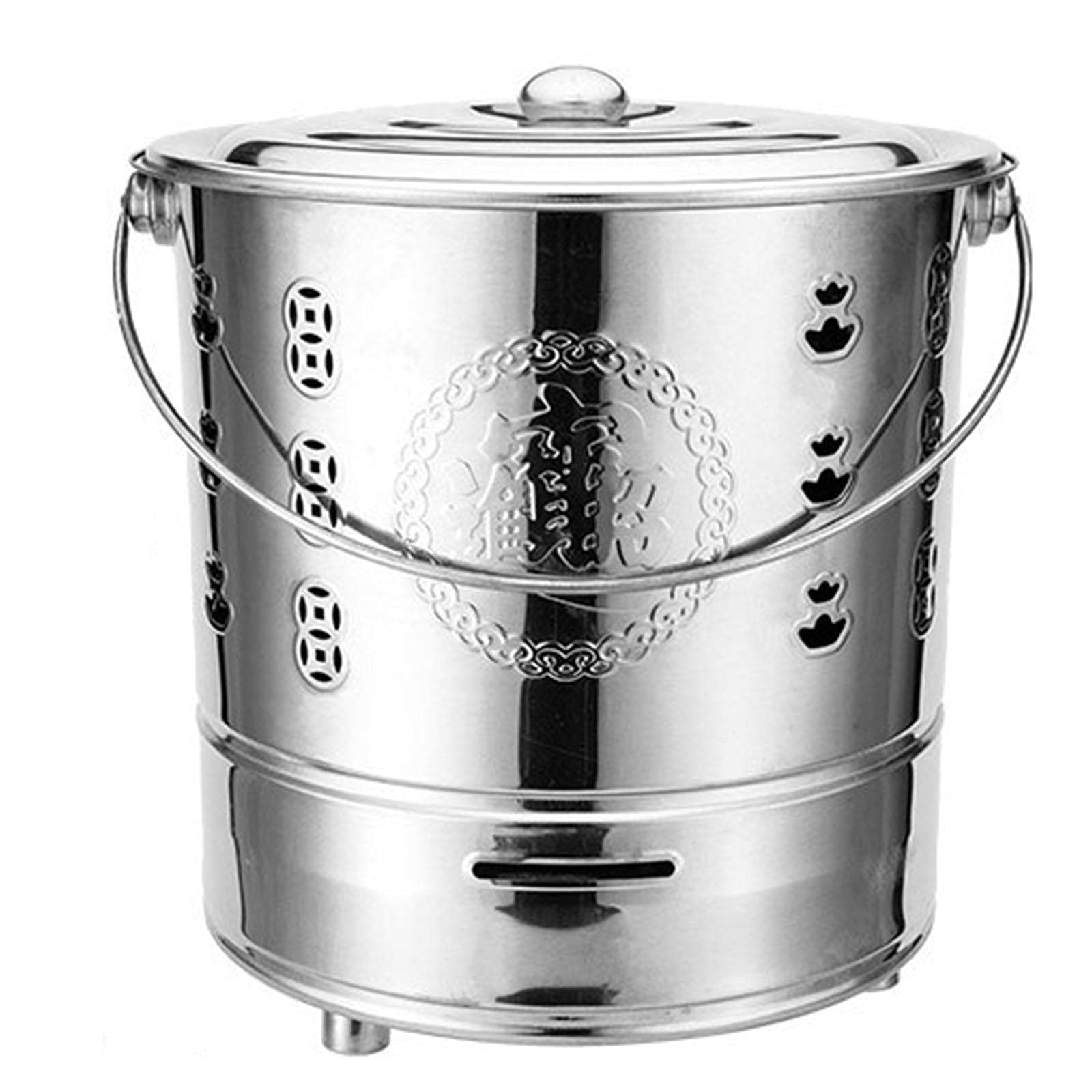 Portable Stainless Steel Burning Barrel - Metal Incinerator with Grid Bracket & Fire Hook for Garbage, Paper, Leaves | Outdoor Camping, Yard Waste, Bonfire, and Emergency Burning