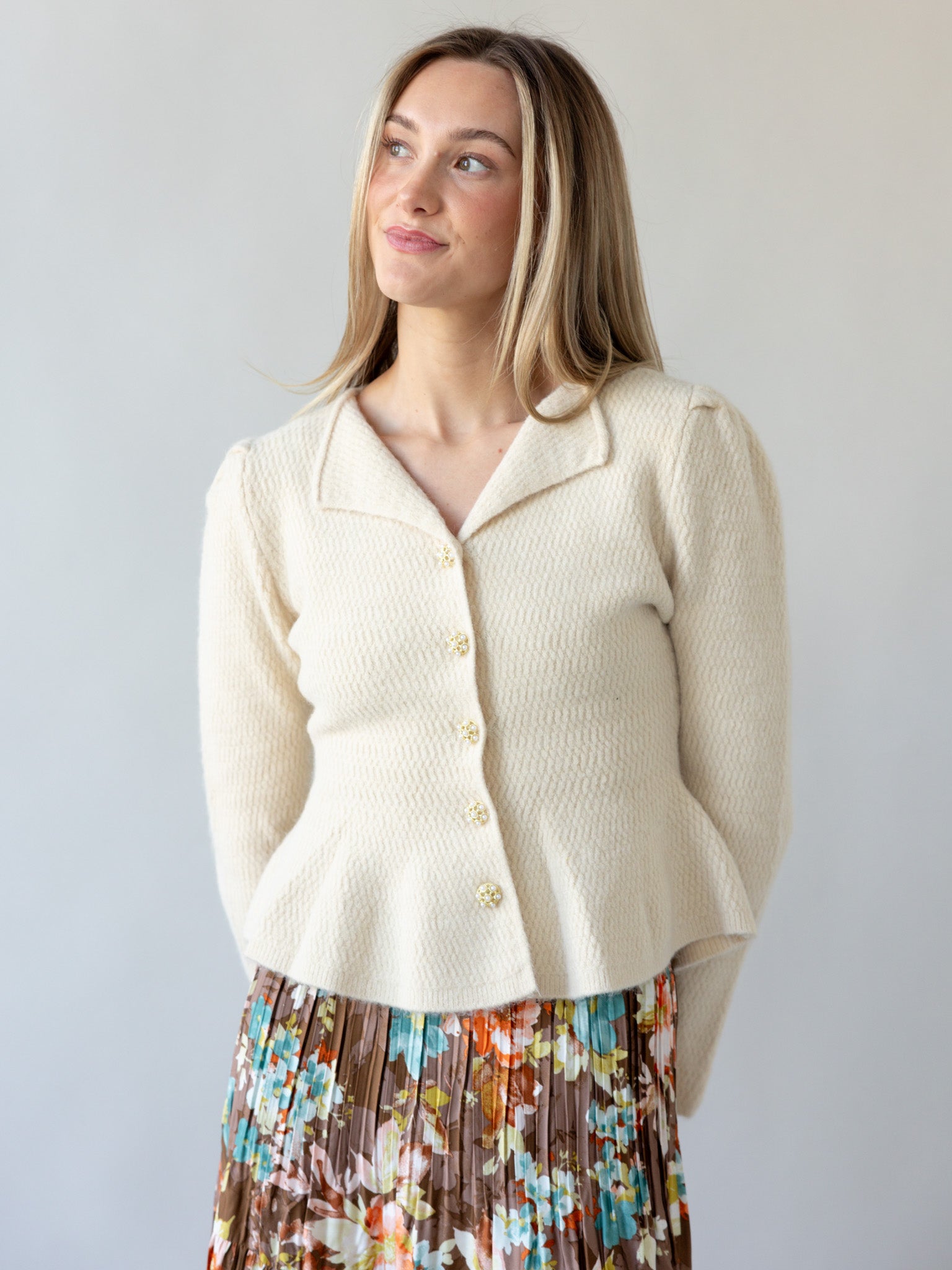 Perla Knit Cardigan for Women - Soft Ivory Open Front Sweater | Cozy Fall & Winter Layering Piece for Casual Outfits or Office Wear