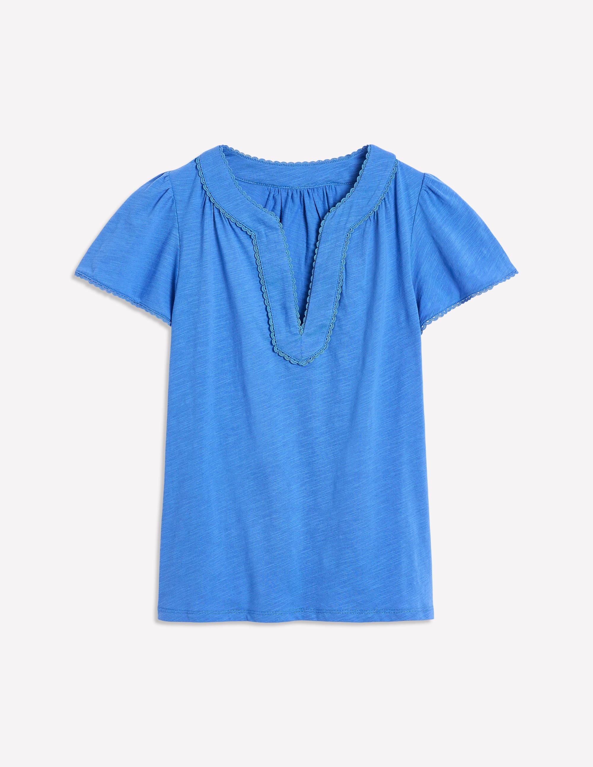 Ava Short Sleeve Women's T-Shirt - Peacock Blue Floral Print Top for Casual Wear & Summer Outfits