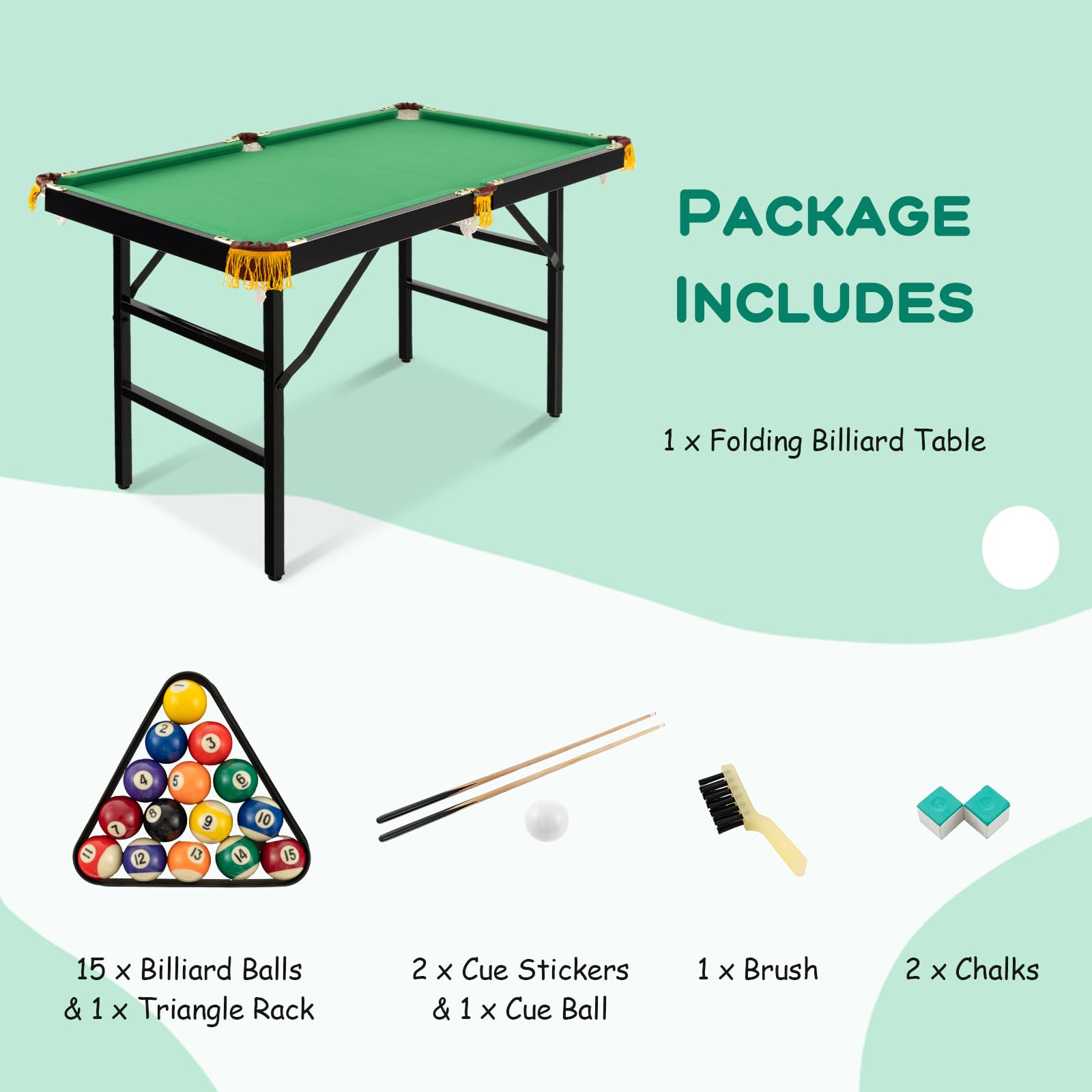 Premium Folding Billiard Table - Engineered Wood Snooker Pool Table for Home & Game Room - Compact Space-Saving Design for Indoor Entertainment