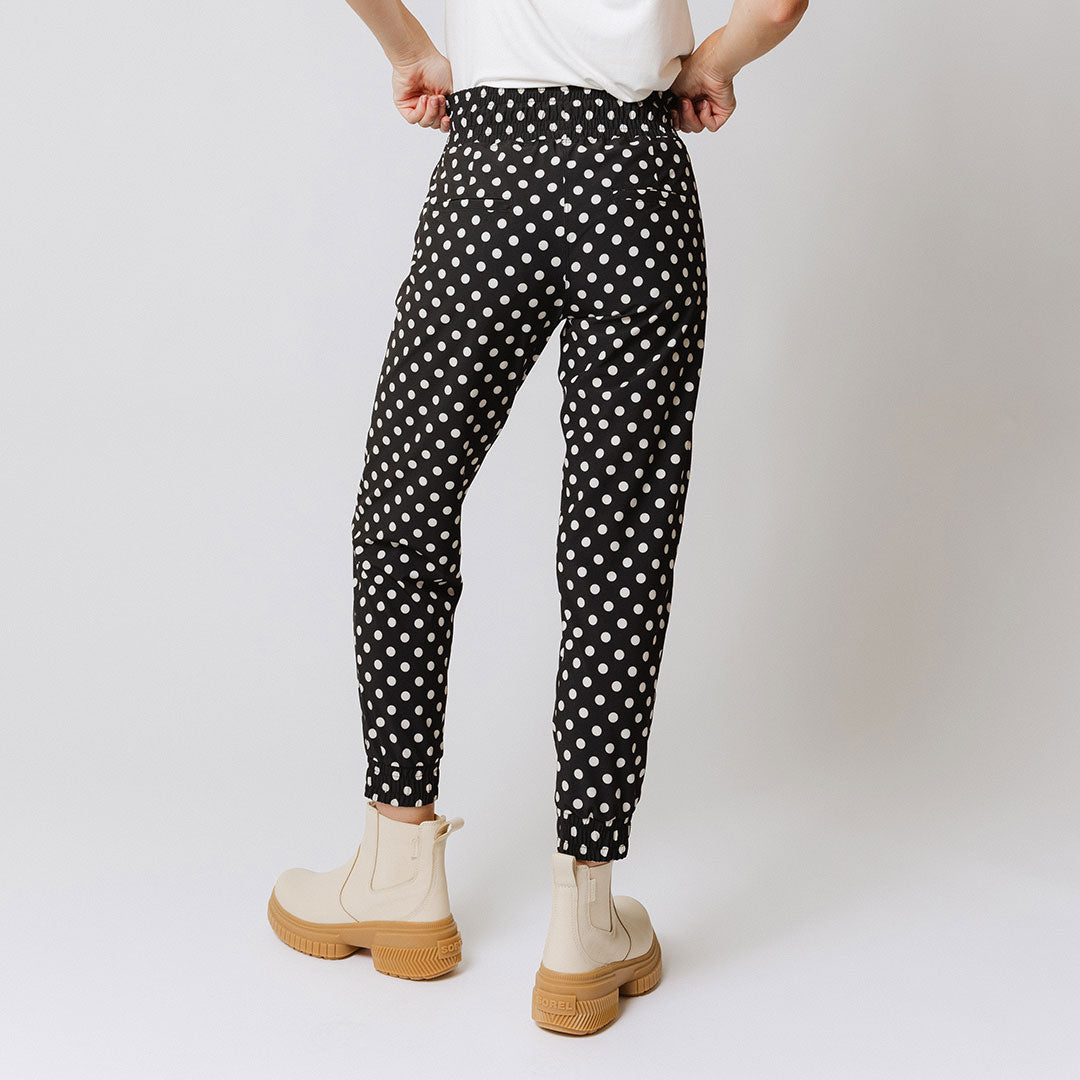 Black Polka Dot Joggers for Women - Stylish & Comfortable Running Pants for Casual Wear, Lounge & Travel
