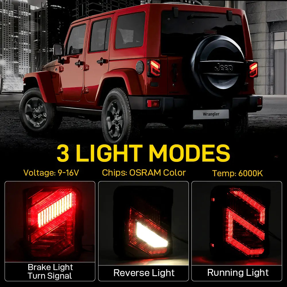 Jeep Wrangler JK LED Tail Lights - Smoked Lens LOYO S Series for Off-Road & Night Driving Safety