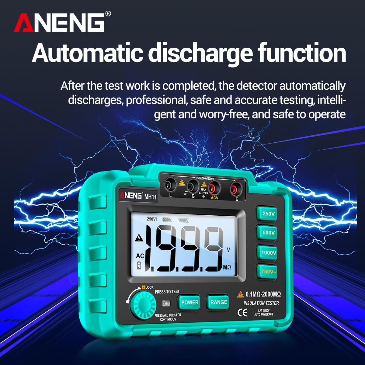 500V/1000V Digital Megohmmeter - High Voltage Insulation Resistance Tester for Electricians | MH11 Electronic Shaking Table | Green | Perfect for Industrial Maintenance, Electrical Safety Testing & Equipment Diagnostics