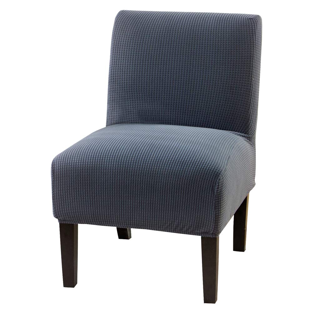 Water-Repellent Armless Accent Chair Slipcover - High Stretch Jacquard Check Pattern Removable Chair Protector for Living Room, Bedroom & Office - Spill & Pet Hair Resistant Furniture Cover