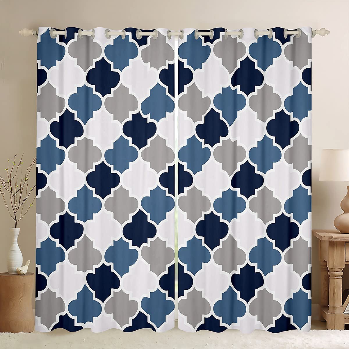 Erosebridal Geometric Window Curtains - Abstract Art Curtain Panels with Colorful Geometry Patterns for Kids Room, Boys & Girls Bedroom - 52x96 Inch Modern Window Drapes for Living Room, Nursery & Home Decor - Perfect for Adding Artistic Style to Windows