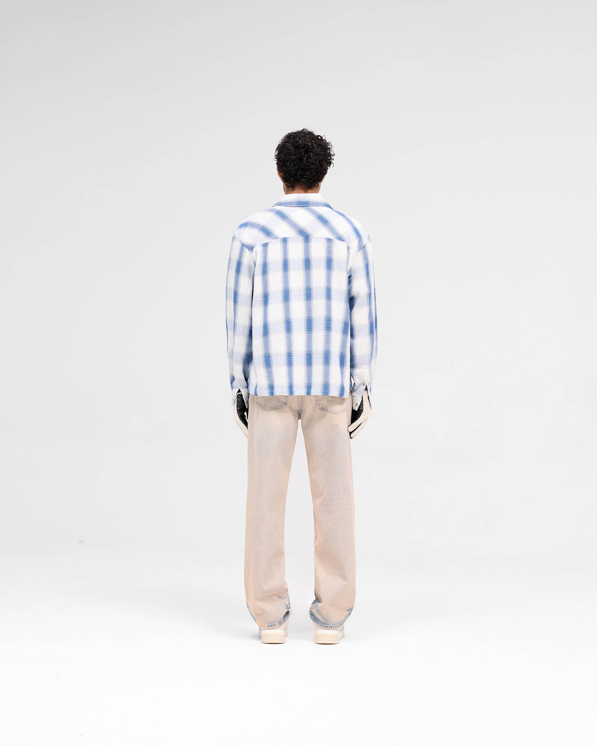 Men's Mid Blue Flannel Shirt for Fall & Winter | Soft Plaid Long Sleeve Button-Up | Perfect for Casual Outfits, Outdoor Adventures & Layering