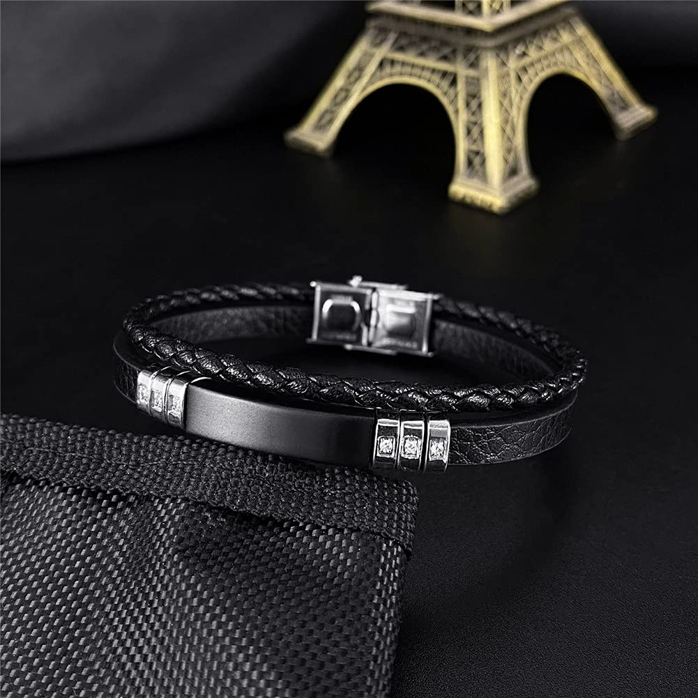 Medical Alert ID Bracelet for Men & Women - Double Layer Leather Wristband with Customizable Medical Card - Emergency Health Identification Cuff for Seniors, Diabetics & Allergy Patients - Perfect for Daily Wear, Travel & Outdoor Activities