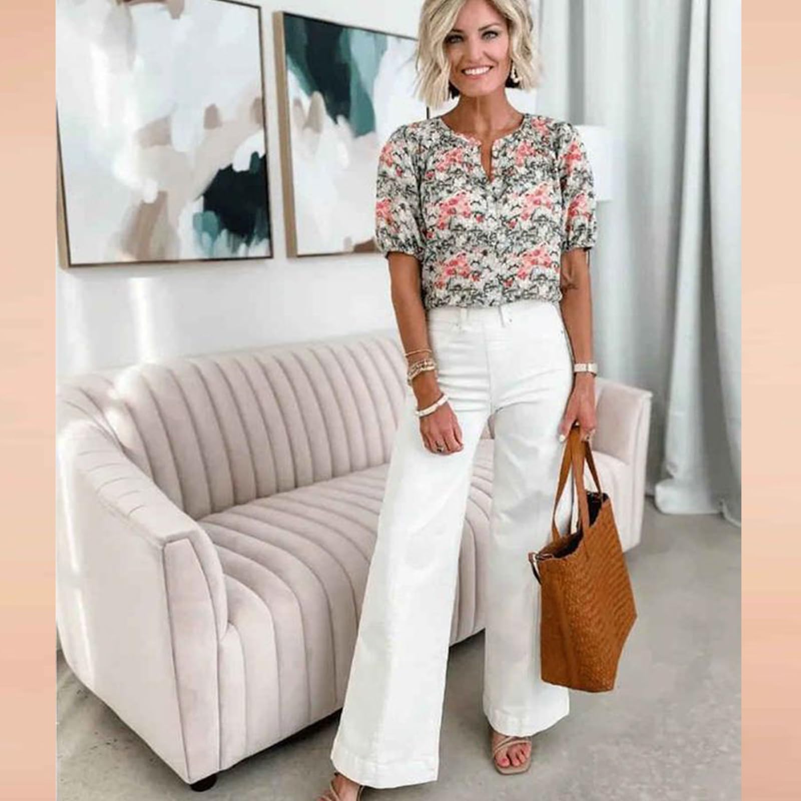 Spacehy High-Waisted Wide Leg Jeans with Front Seam Detail | Stretch Denim Pants for Women | Perfect for Casual Outfits, Office Wear & Date Nights