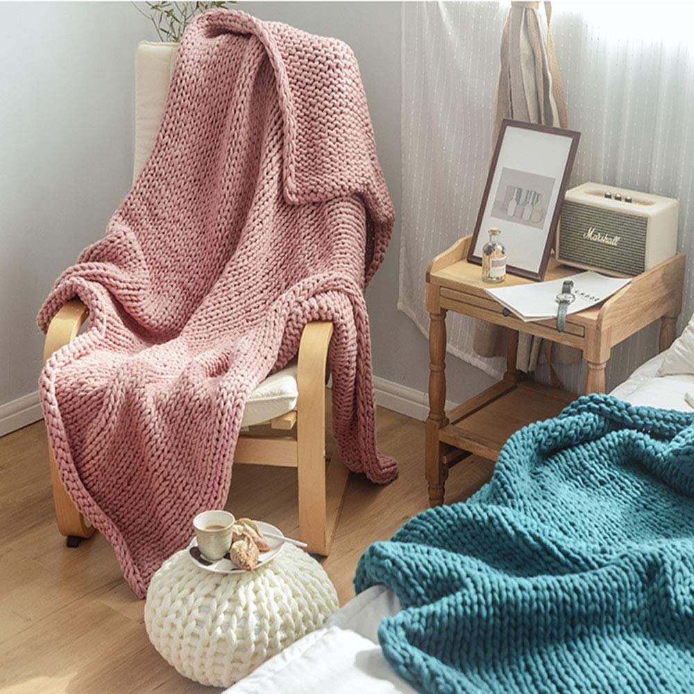Handmade Chunky Knit Braided Blanket - Soft & Cozy Large Knitted Throw Blanket (51