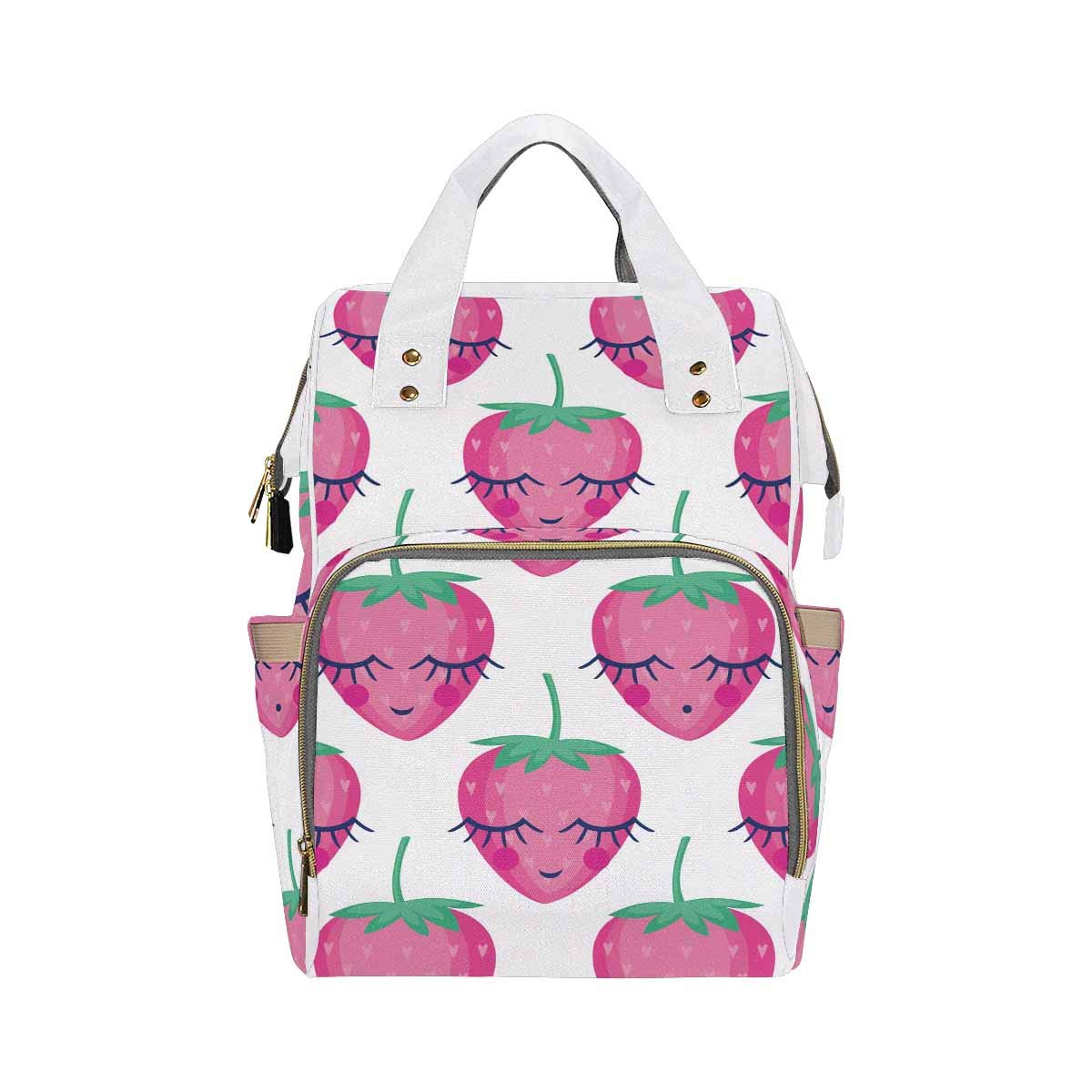 **InterestPrint Waterproof Multifunctional Diaper Bag for Baby Girls & Boys - Cute Strawberry Design - Perfect for Travel, Daycare & Outings**