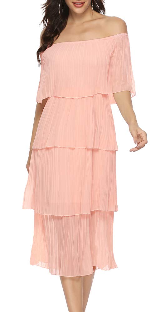 ETCYY Women's Off Shoulder Ruffled Chiffon Maxi Dress - Elegant Summer Wedding Guest, Beach Party & Casual Long Dress for Women | Perfect for Outdoor Events, Vacations & Date Nights