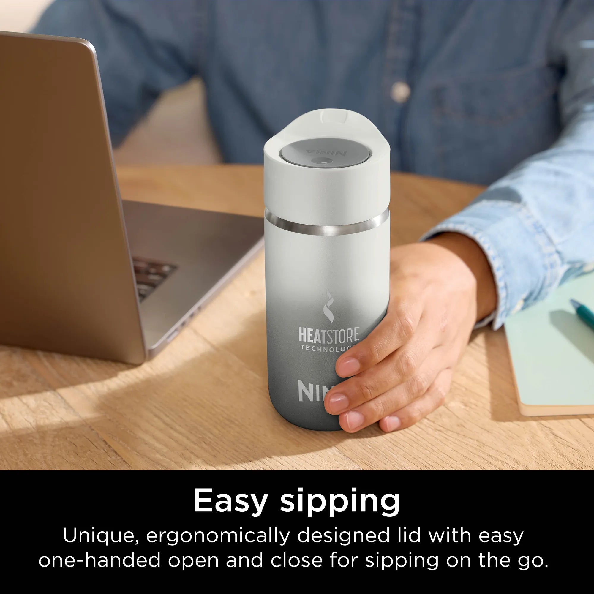 Ninja Sip Perfect 354ml Insulated Stainless Steel Water Bottle - Leak Proof, BPA Free, Keeps Drinks Hot/Cold for 24 Hours - Ideal for Gym, Hiking, Office & Travel