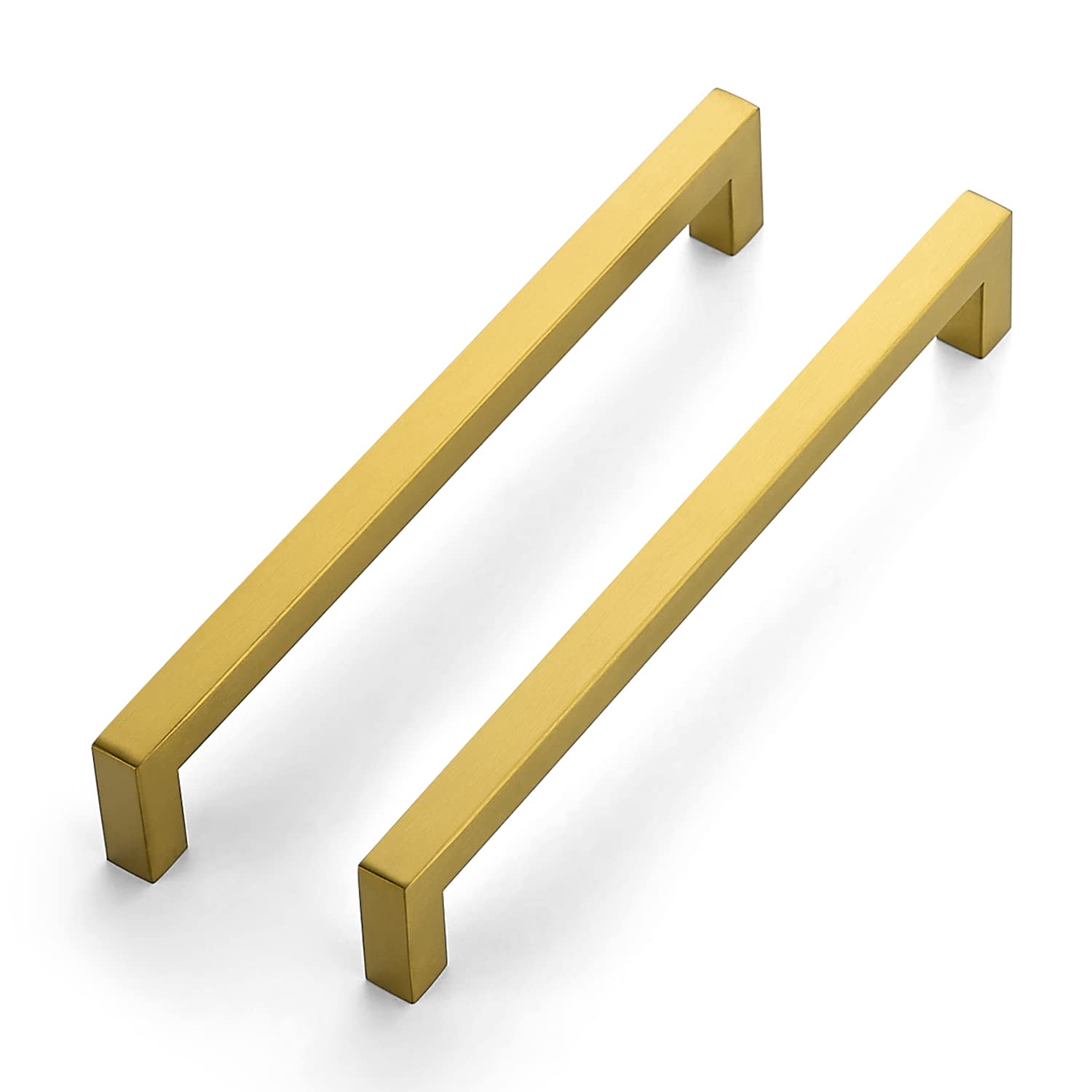 Ravinte 8 Inch Brushed Brass Square Cabinet Handles - 1 Pack Kitchen Cabinet Pulls & Drawer Handles for Modern Home, Office, and Restaurant Cabinetry - Durable Hardware for Easy Installation & Stylish Upgrade