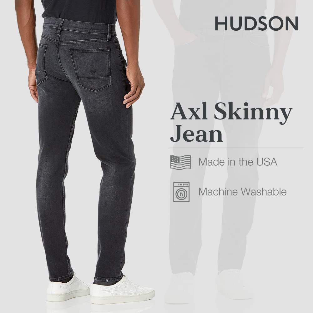 Hudson Jeans Men's Axl Slim Fit Stretch Denim Jeans - Black, Size 42 | Comfortable & Stylish for Casual Wear, Office & Night Out