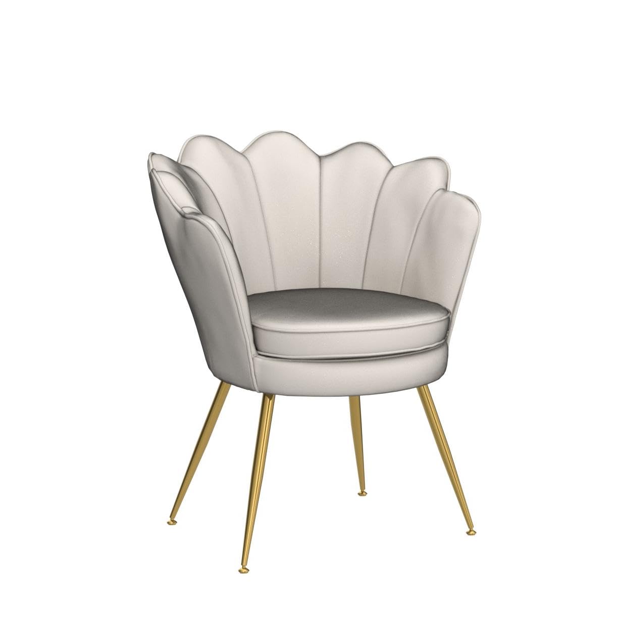 Modern Velvet Accent Chairs Set of 2 - Gold Leg Tufted Dining Chairs for Living Room, Bedroom & Kitchen - Beige Vanity Chair for Dressing Room & Makeup Area - Perfect for Home Decor, Entertaining Guests & Relaxing