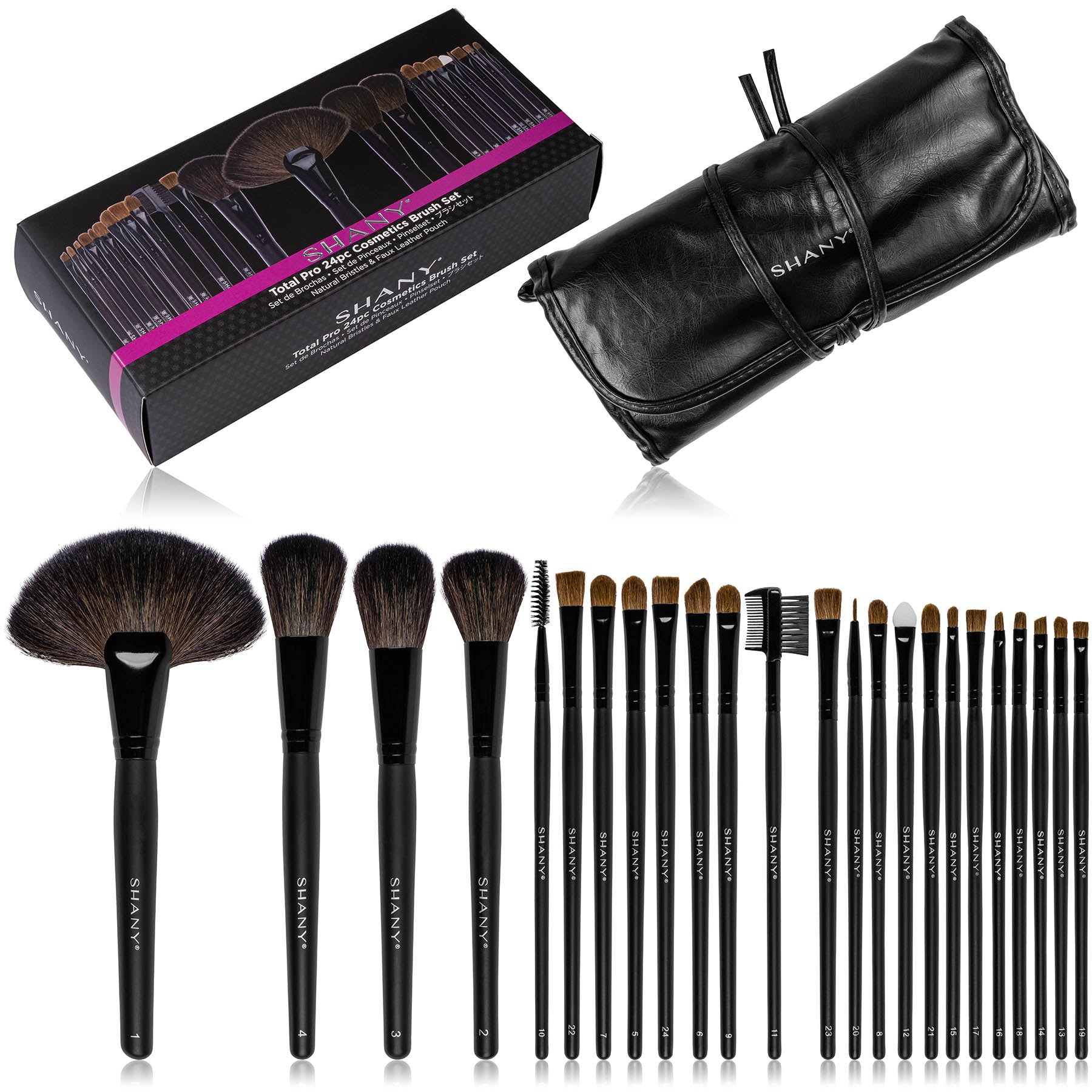 Professional 24-Piece Studio Quality Cosmetic Brush Set with Leather Pouch - Perfect for Makeup Artists, Beauty Enthusiasts & Travel