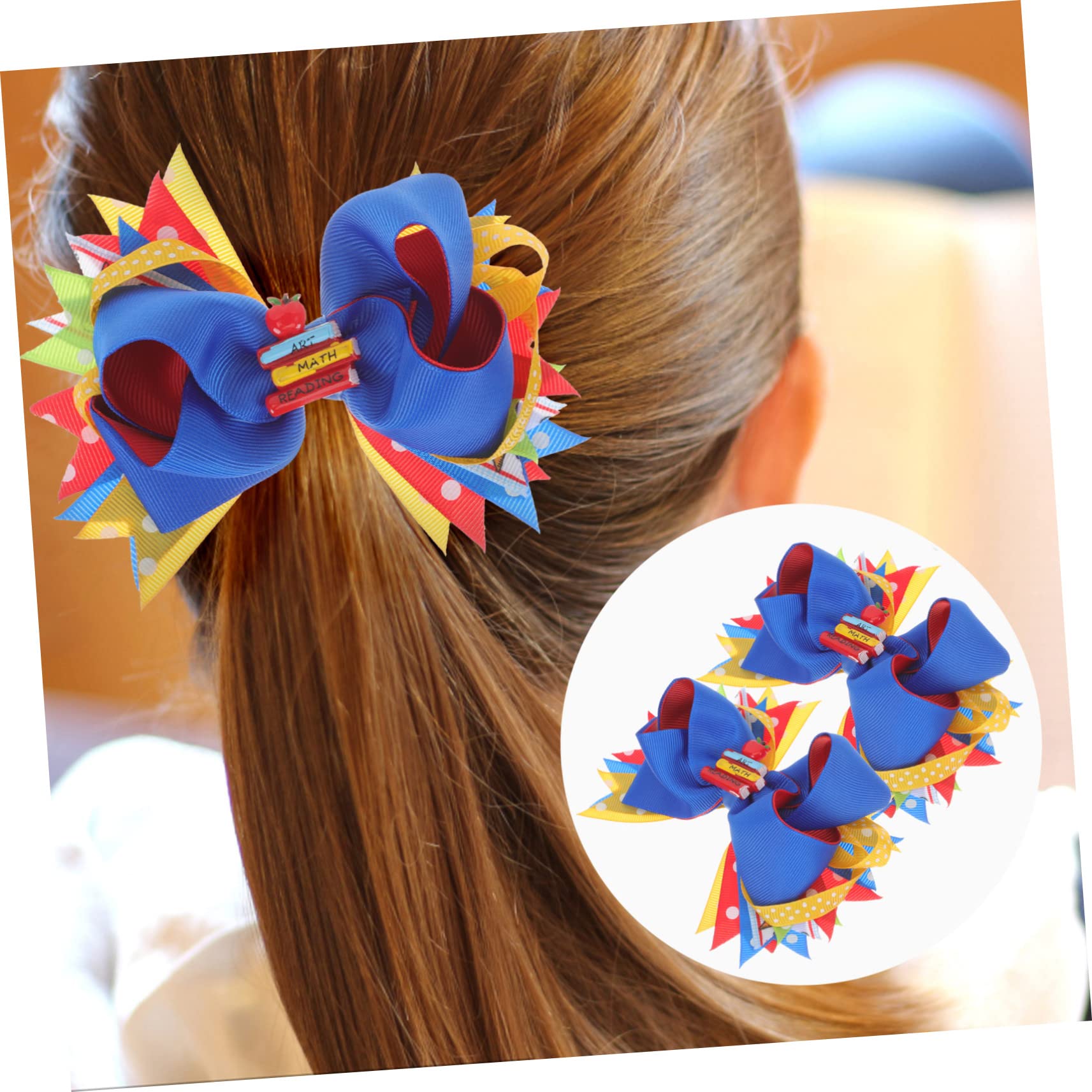 4 Pcs Girls Small Hair Bows - Fancy Hair Clips & Barrettes for Baby, Kids & Women | Satin Scrunchies for Curly Hair | Big Bow Hair Accessories for Back to School & Special Occasions