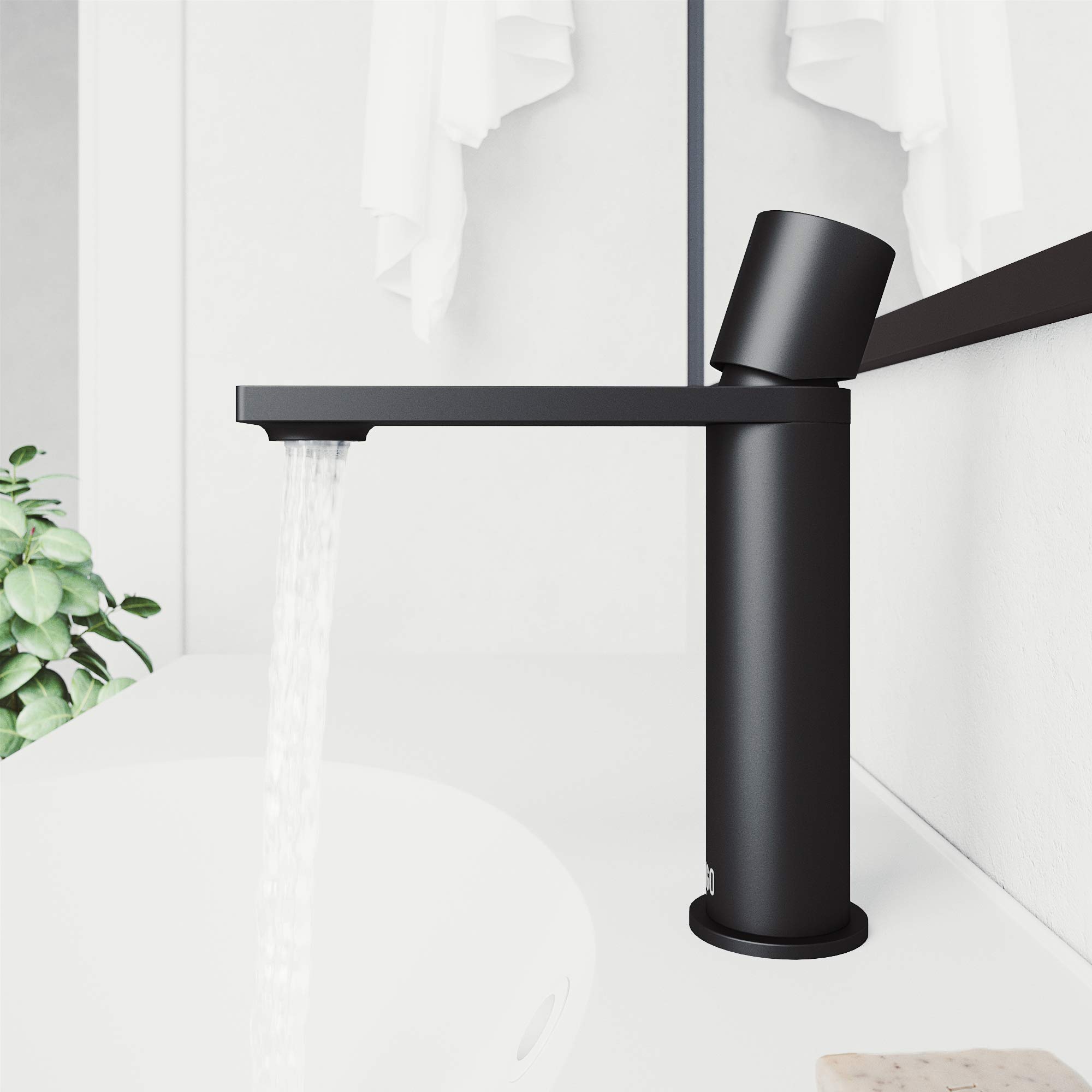 VIGO Halsey 8-Inch Single Handle Bathroom Sink Faucet - Matte Black Finish, Single Hole Installation, VG01045MB - Perfect for Modern Vanities & Powder Rooms