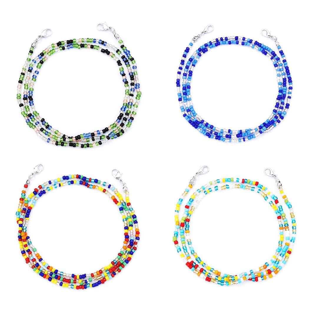 Colorful Beaded Mask Lanyard for Glasses - 4PCS Set for Men & Women