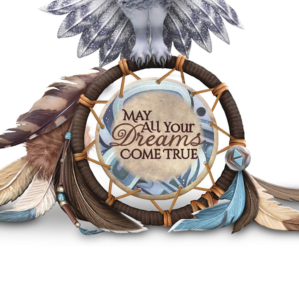 The Hamilton Collection Jody Bergsma Hand-Painted Owl and Dreamcatcher Figurine - May All Your Dreams Come True - Perfect for Home Decor, Gift Giving & Spiritual Inspiration