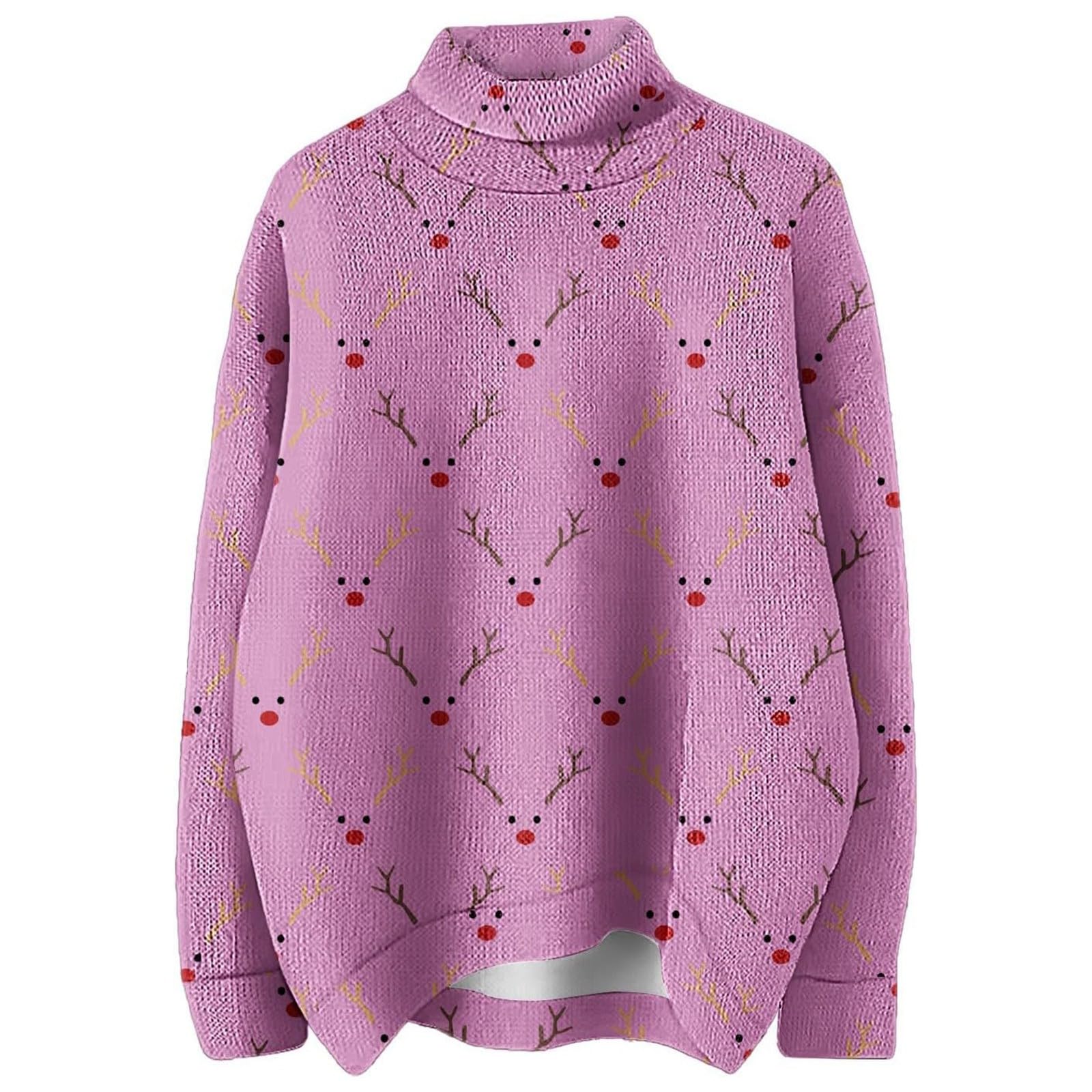 Funny Ugly Christmas Sweaters for Women - Festive Christmas Tree Print Knit Pullover Long Sleeve Crewneck Jumper Top | Holiday Party, Family Gathering, Office Christmas Outfit