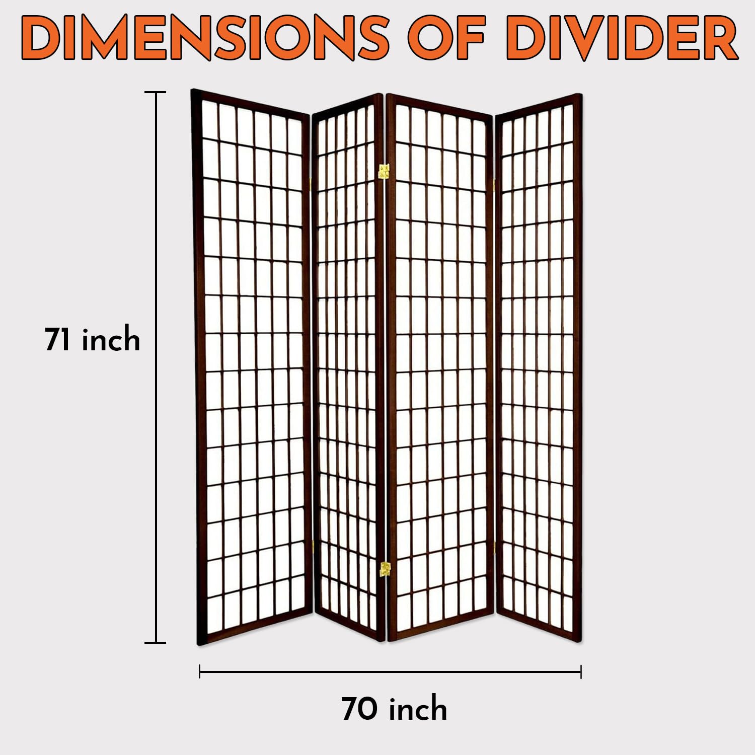 Legacy Decor 4-Panel Room Divider - 6ft Tall Portable & Foldable Freestanding Privacy Screen - Shoji Style Dressing Screen for Home, Office & Studio - Espresso Finish | Perfect for Room Separation, Changing Area, and Temporary Wall Partition