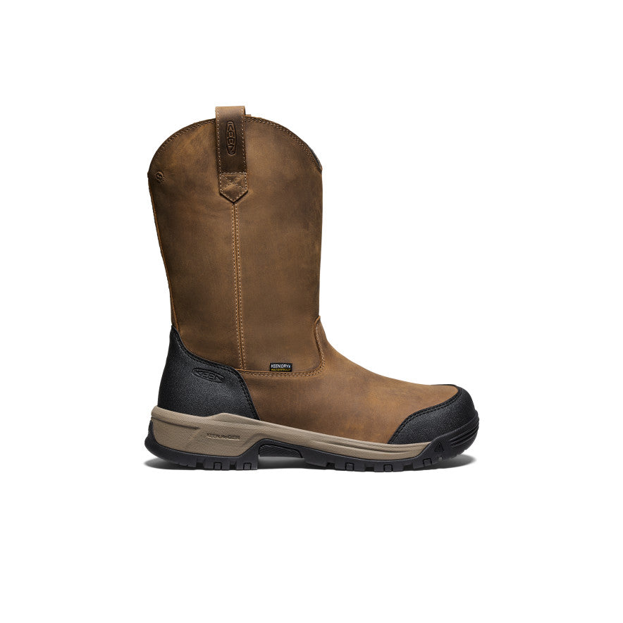 **Men's Evanston Pull-On Waterproof Work Boots - Soft Toe, Bison/Black - Ideal for Construction, Hiking & Outdoor Activities**