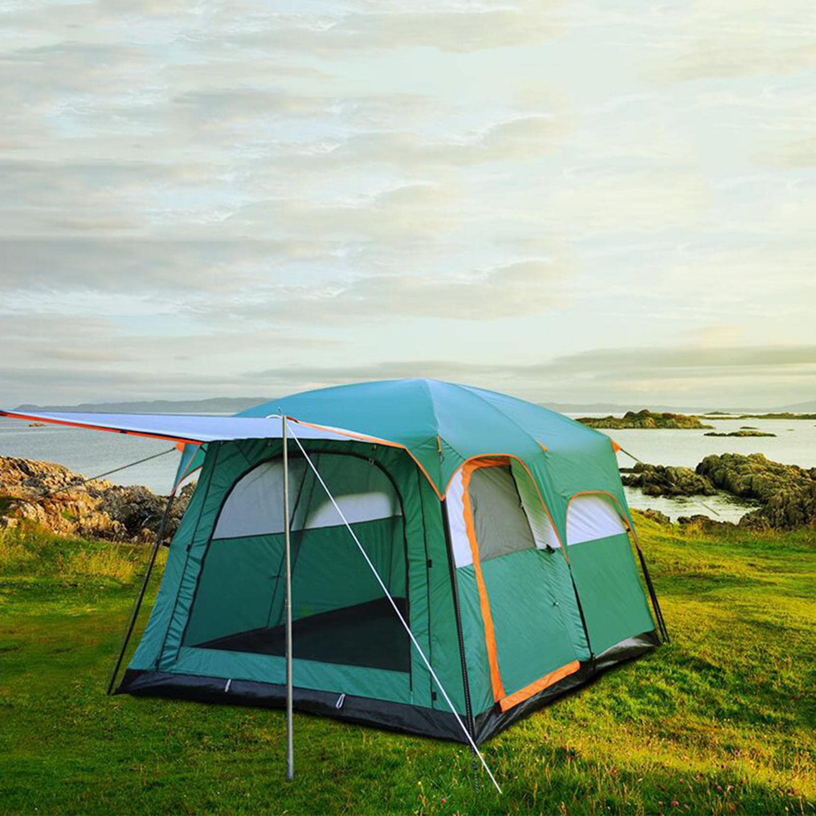 5-8 Person 2 Room Family Camping Tent with Living Area - Lightweight & Durable Outdoor Tent for Adults - Ventilated Cabin Tent for Hiking, Mountaineering & Backpacking - Perfect for Group Camping Trips, Outdoor Adventures & Family Gatherings - Ideal for National Parks, Beach Camping & Backyard Sleepovers