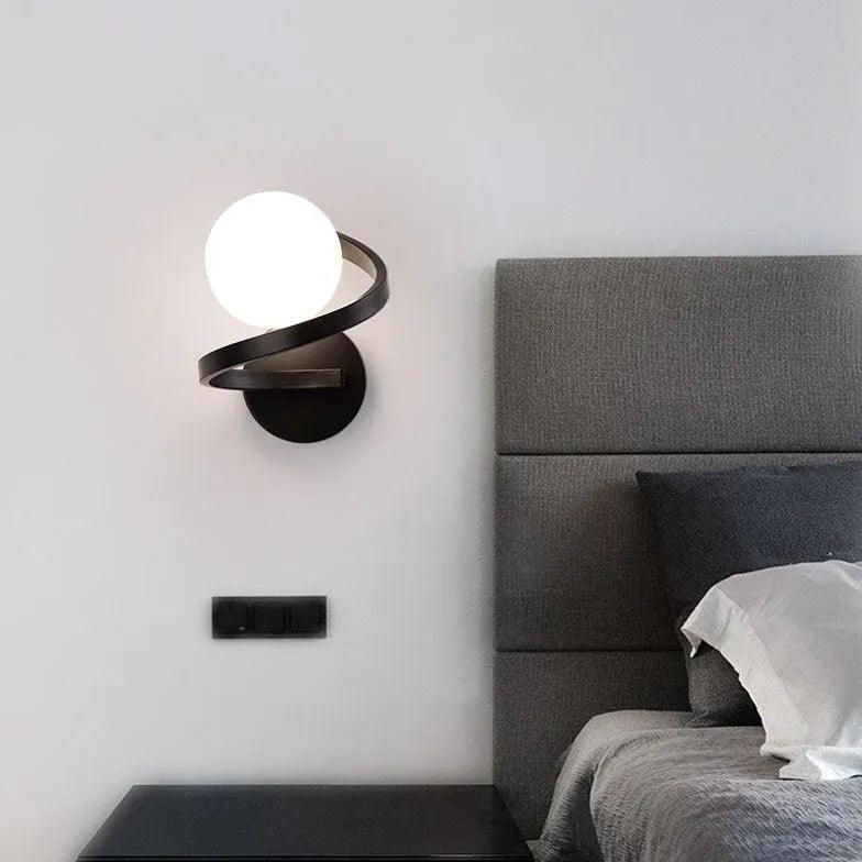 Spiral Globe Glass Wall Lights for Bedroom - Modern LED Night Light with Dimmable Warm White, Perfect for Nursery, Living Room, and Home Decor