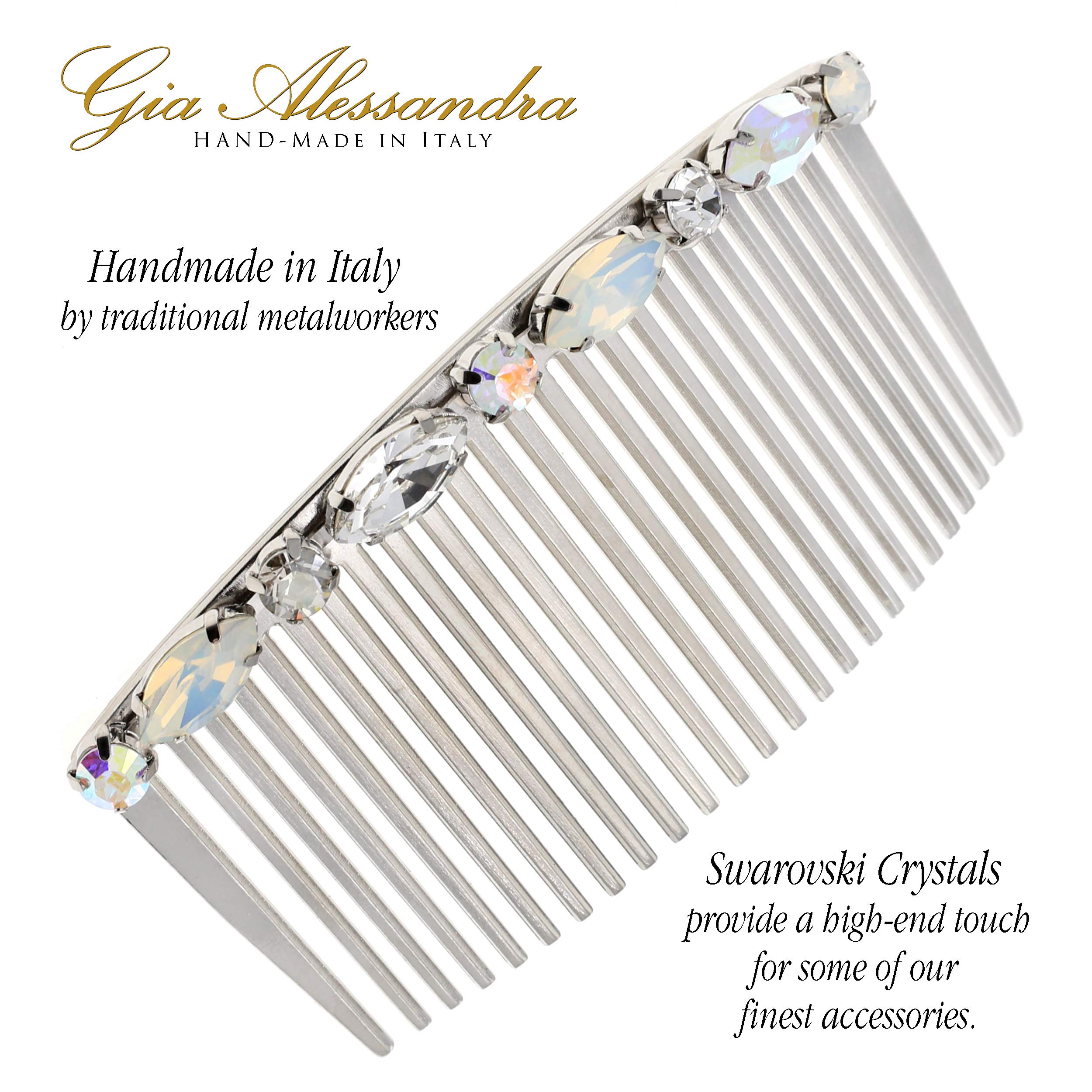 3.5 Inch Silver Wedding Hair Side Comb with Swarovski Crystals - Handmade in Italy Bridal Hair Accessories for Women, Bride & Bridesmaids | Perfect for Weddings, Prom, Formal Events & Special Occasions