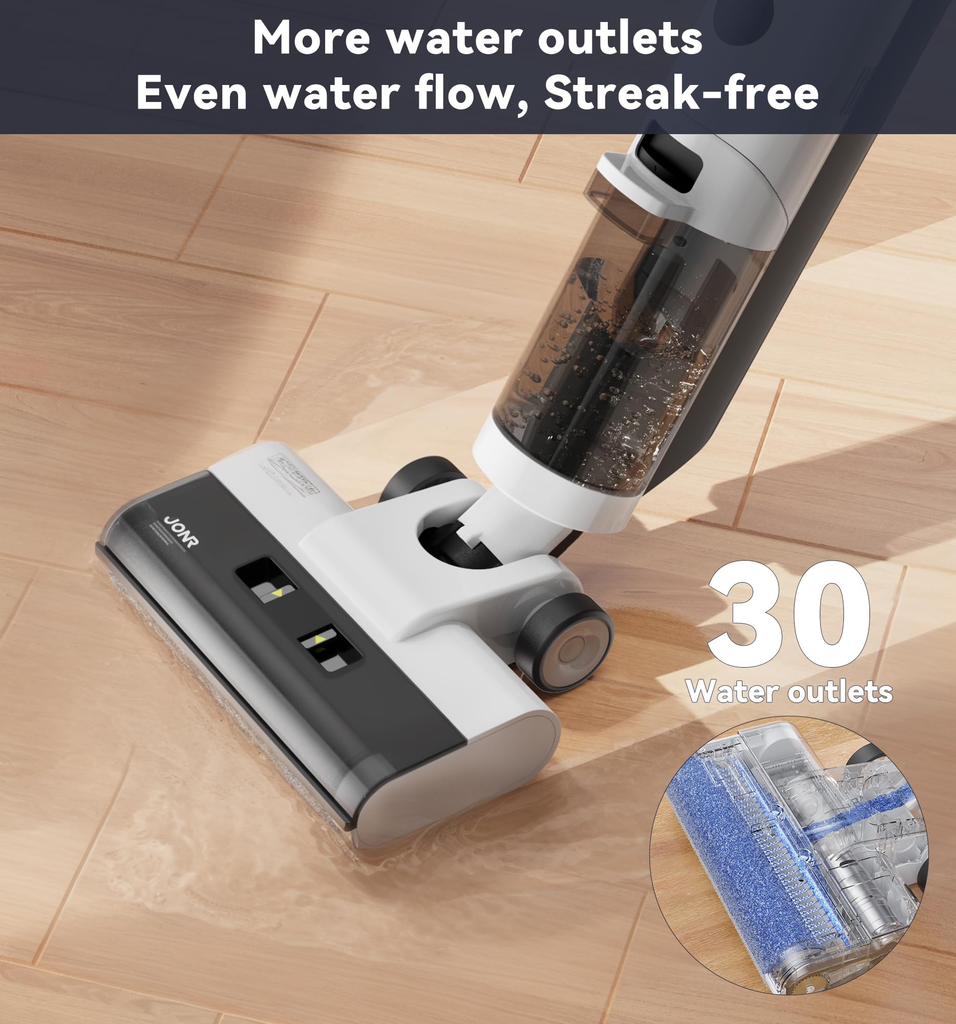 JONR ED12 Cordless Wet Dry Vacuum Cleaner - Powerful Suction for Hard Floors, Self-Propelled, 0.1 Inch Edge Cleaning, One-Step Self-Cleaning | Ideal for Spills, Pet Hair, Kitchen & Bathroom Cleaning
