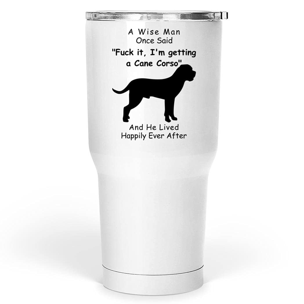 Funny Cane Corso Silhouette Tumbler 30oz - Dog Dad Gift for Men, Wise Man Quote Insulated Cup - Perfect for Christmas 2024 Gifts, Office Use & Coffee Lovers