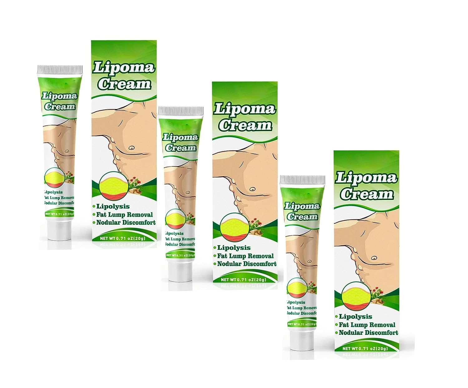 Lipoma Removal Cream - Fast Acting Lipoma Treatment Ointment for Lipoma Elimination & Cellulite Reduction - Anti-Swelling Lymphatic Massage Cream (3 Pack) - Perfect for Home Use & Professional Skin Care