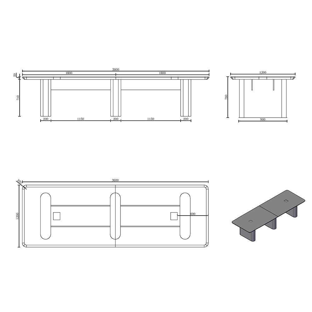 Premium LUCA Boardroom Conference Table 3.6m x 1.2m (11.8ft x 3.9ft) - Modern Hazelnut & Grey Finish for Office Meetings & Corporate Events